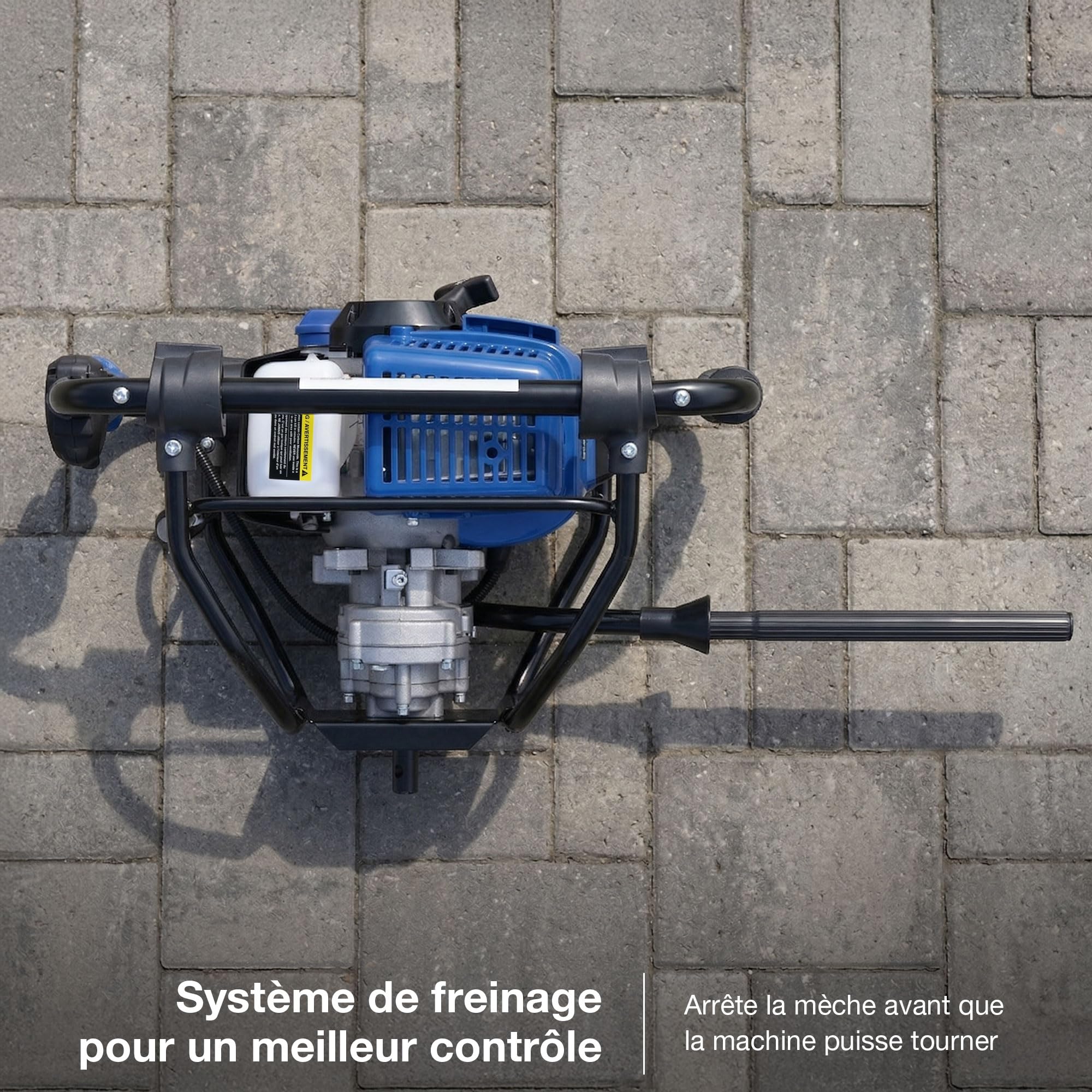 Hyundai Tarière Thermique à Essence 56 cm3 avec Frein de Sécurité, 3 Forets 100 mm, 150 mm et 200 mm Inclus, Poignées Anti-Vibrations, Garantie 3 Ans - HYEAB5600X