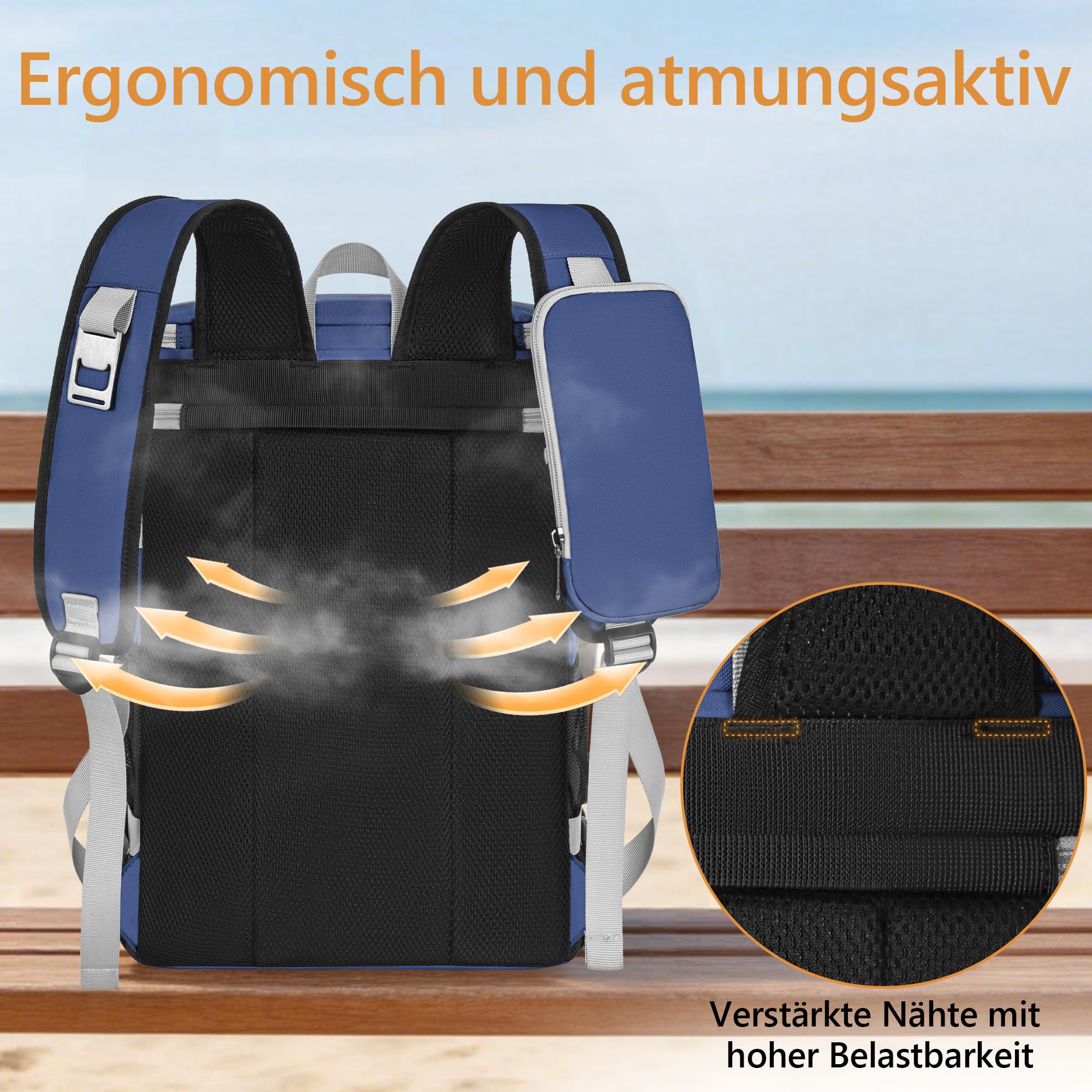 Zaino isotermico a doppio scomparto – grande capacità 30 l per refrigeratore morbido, borsa da picnic con frigorifero portatile, ideale per picnic e campeggio (blu)