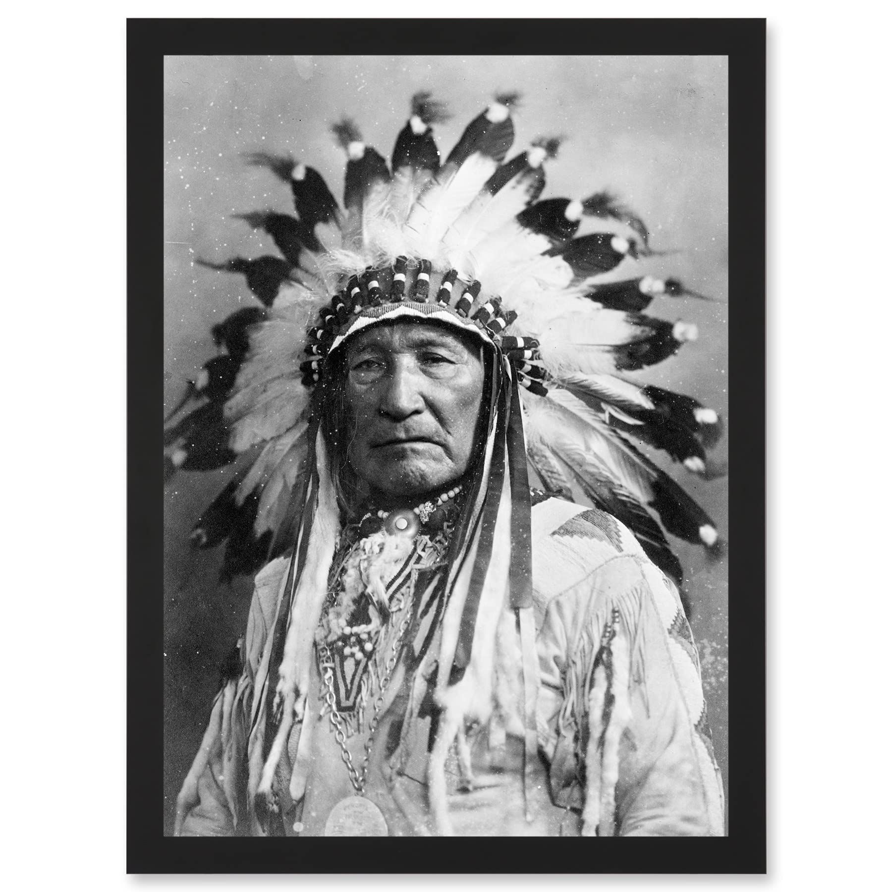 Artery8 Native American Dian Mountain Chief A4 Artwork Framed Wall Art Print