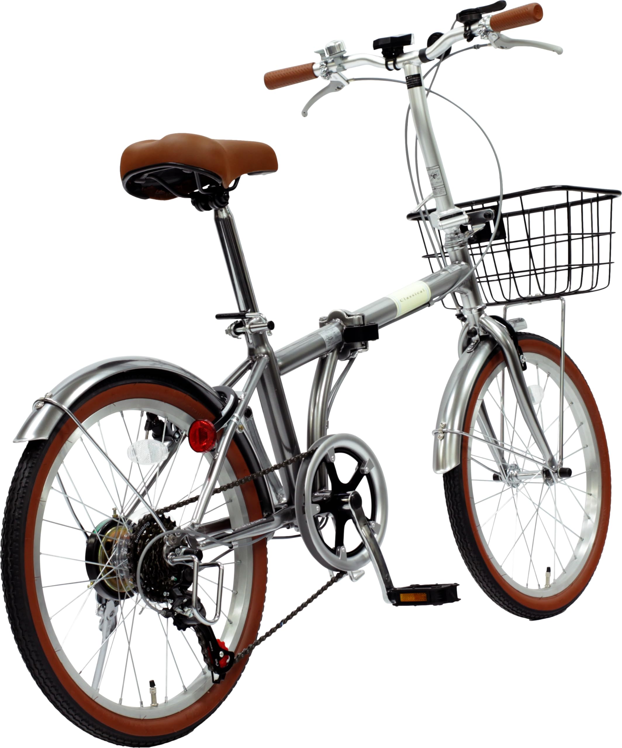 Amazon | 折りたたみ自転車 20インチ スチール シマノ製 6段変速 カゴ