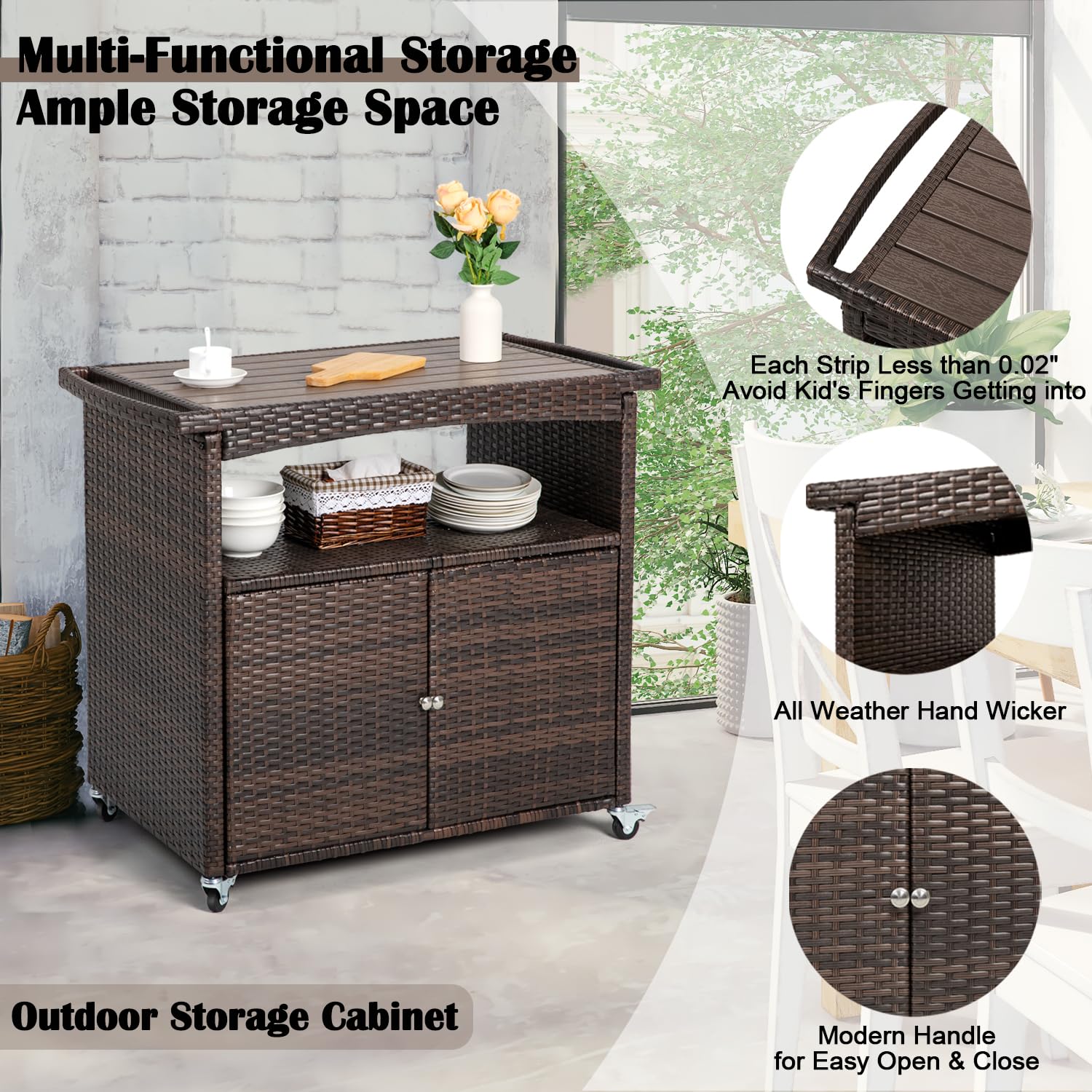 Keter Unity Patio Storage Cart Outdoor Storage Cabinet,Outdoor