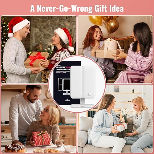 Miniatura 3 de EASEHOLD Espejo de tocador con luces, aumento 2X 3X, tríptico, recargable, control táctil, regalos para niñas y mujeres