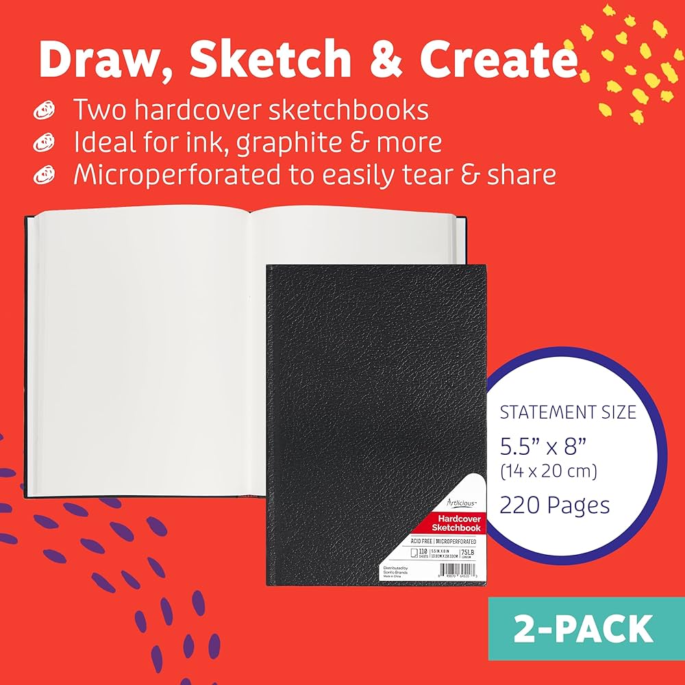 Amazon.com: Hardcover Sketch Book 2 Pack Drawing Books 5.5