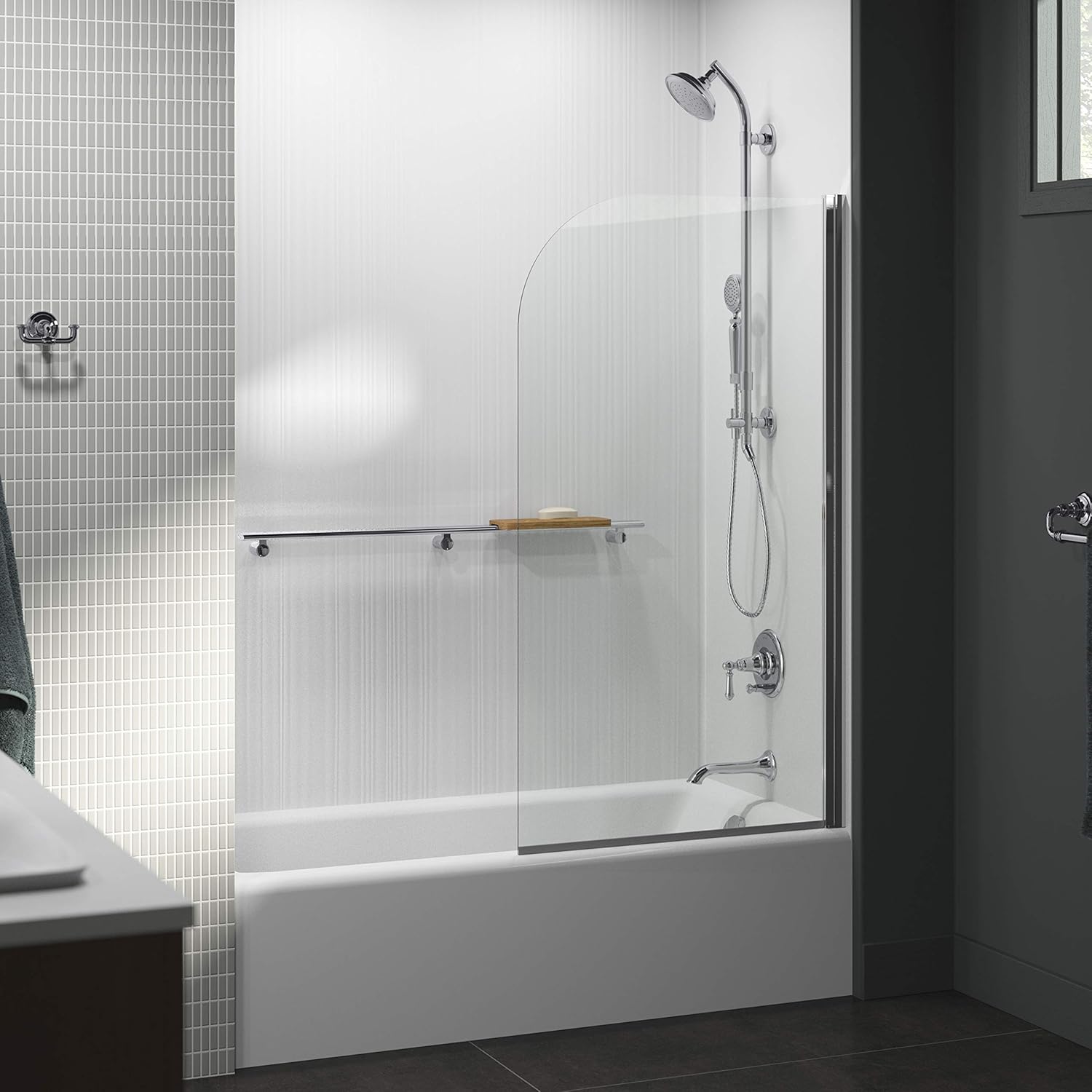 KOHLER 707205-L-SHP Aerie Shower Door, Crystal Clear/Bright Polished Silver