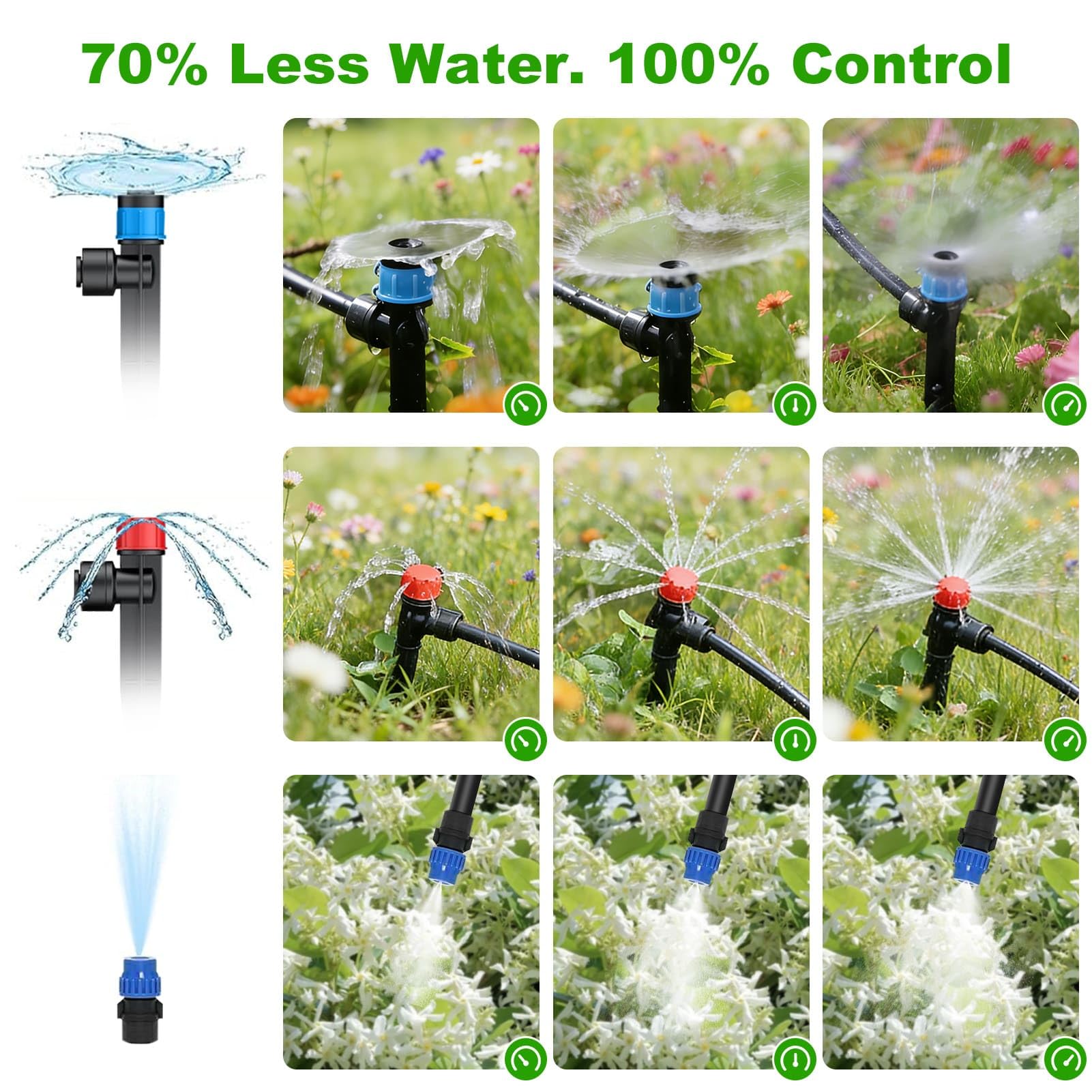 Kit di irrigazione a goccia da 236 m, sistema automatico di irrigazione da giardino per serre, cortile, prato, piante con tubo da 5/16" e tubo di distribuzione da 1/4" e accessori