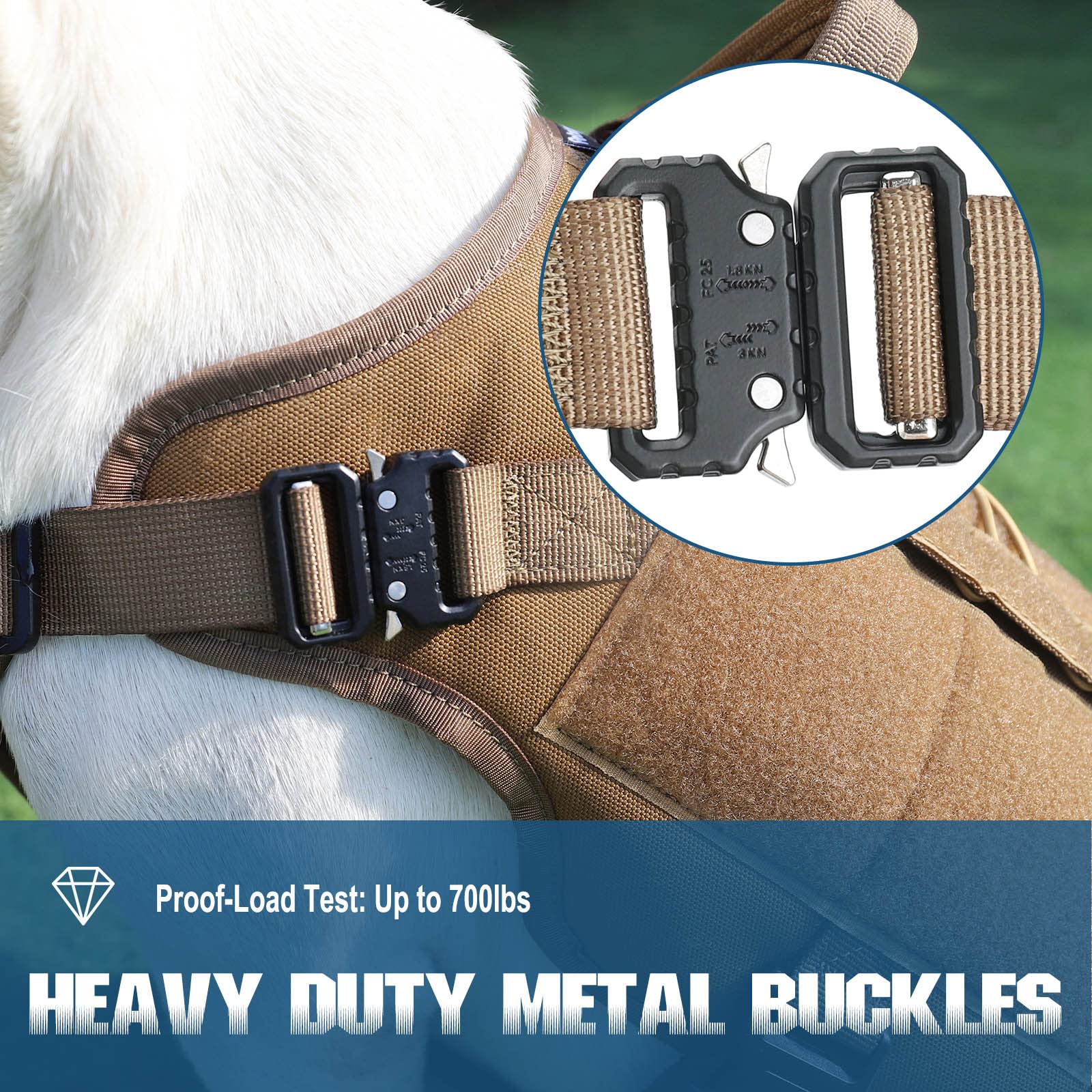 PETNANNY Arnés táctico para perro, arnés para perros de servicio, chaleco de apoyo emocional para perros medianos y grandes, chaleco ESA para perros sin tirones con gancho y bucle, chaleco Molle de