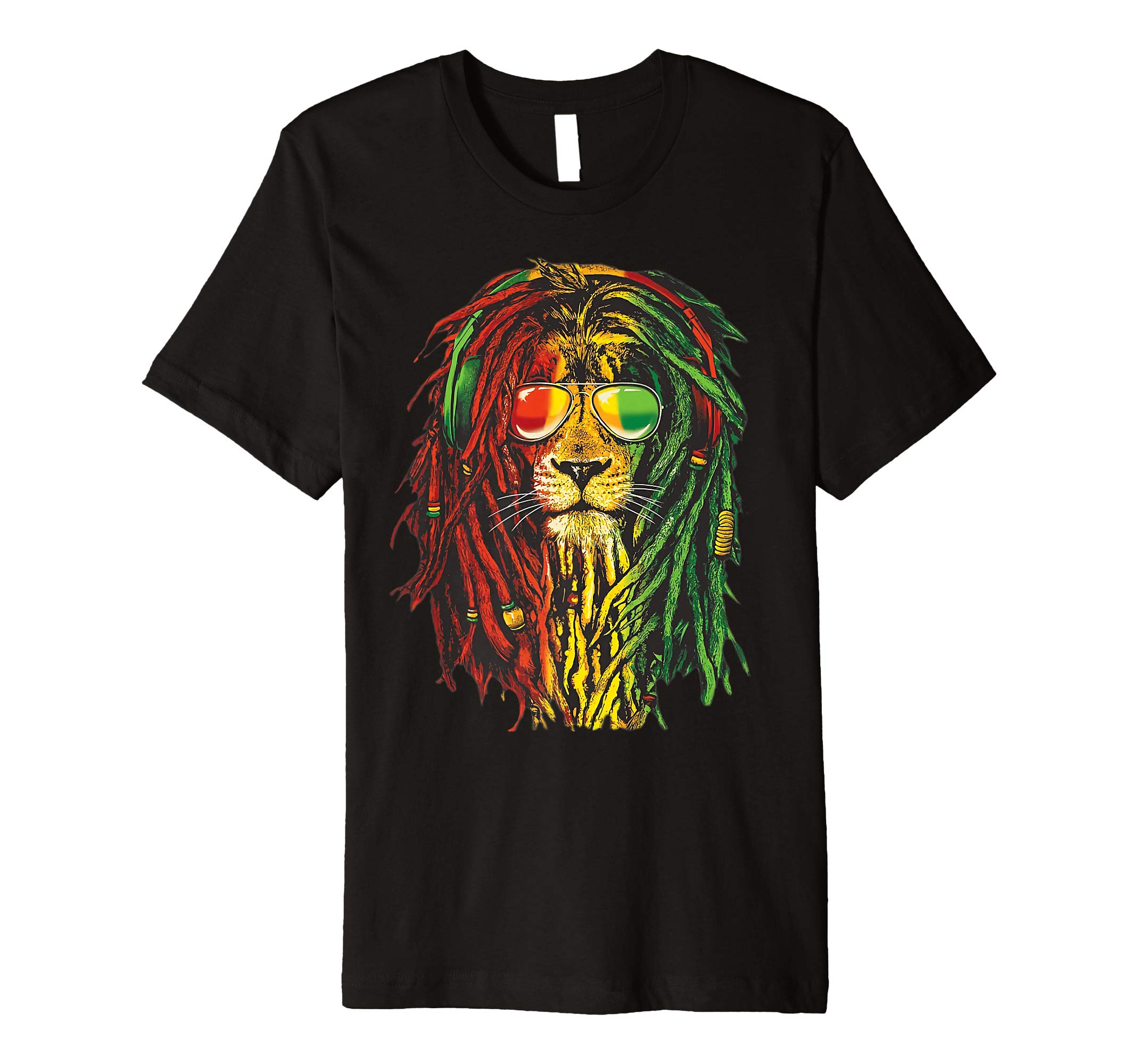 Rasta Reggae Lion Sunglass Art Gift for Rastafarian Lover Premium T-Shirt