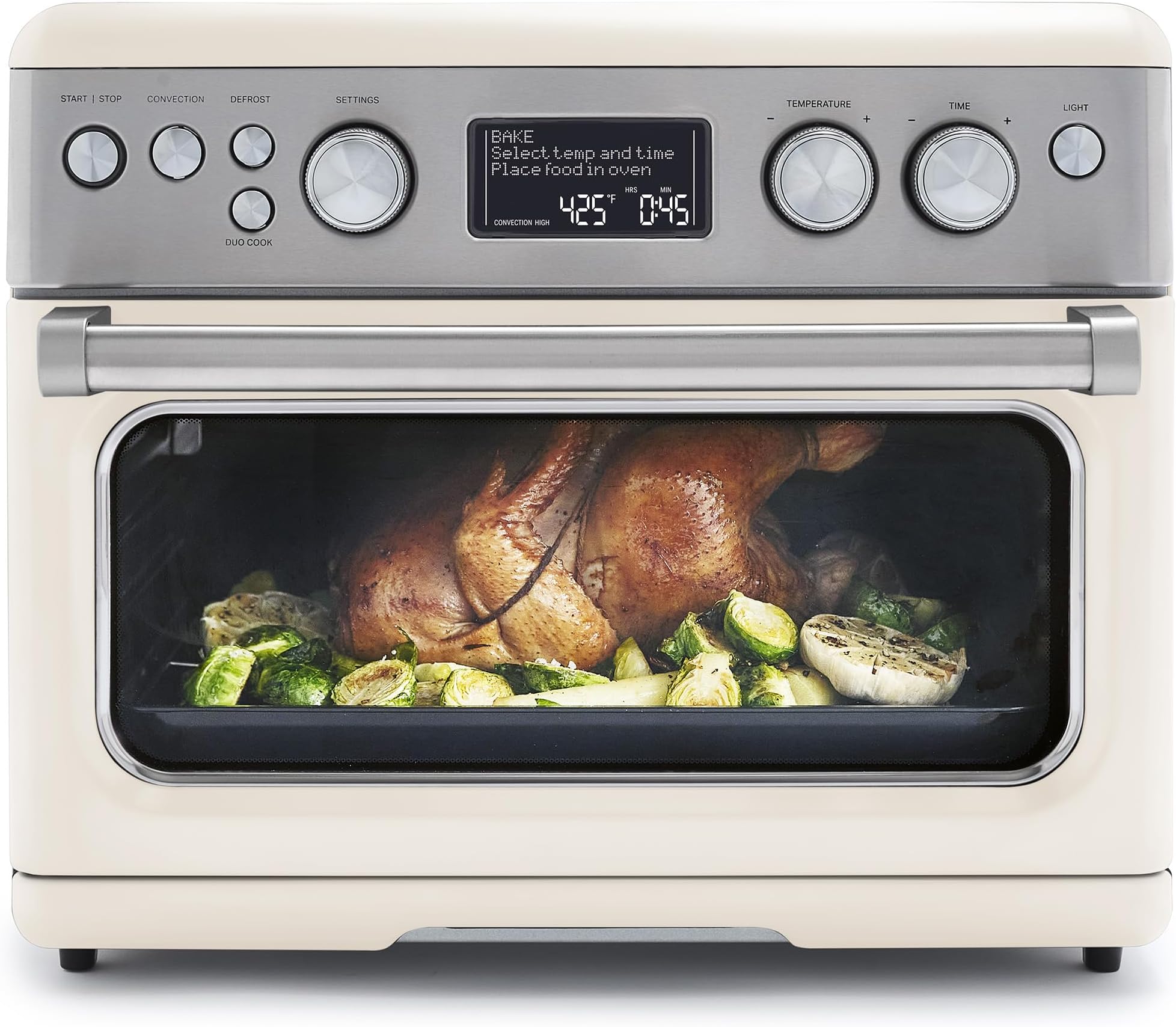 13-in-1 Elite Countertop Convection Oven & Air Fryer, PFAS-Free Ceramic Tray & Pizza Pan, Adjustable Racks, Multifunction Presets, Toaster, Bake, Broil, Roast, Proof, Dehydrate, Cloud Cream