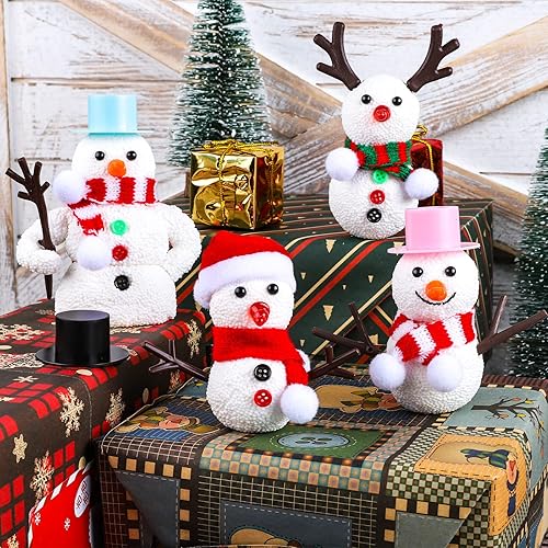 Miniatura 6 de Aneco Paquete de 9 muñecos de nieve de Navidad, kit de decoración de muñeco de nieve, kit de decoración de muñeco de nieve de modelado, kit de