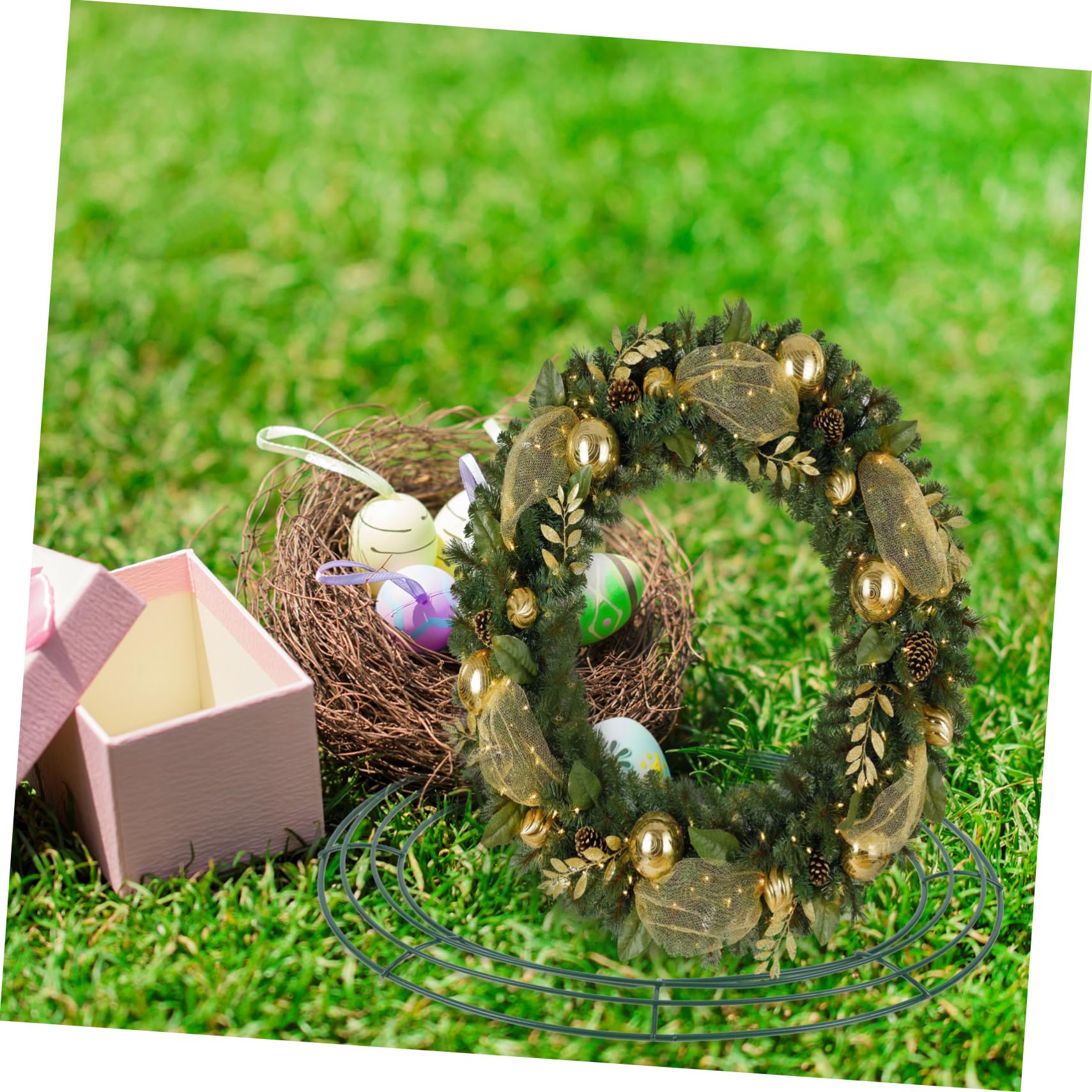 HOMOCONO 2pcs Shaped Wreath Frame Sturdy Base for Holiday Decorations for Easter Crafts and Floral Garlands Wreath Making Tools