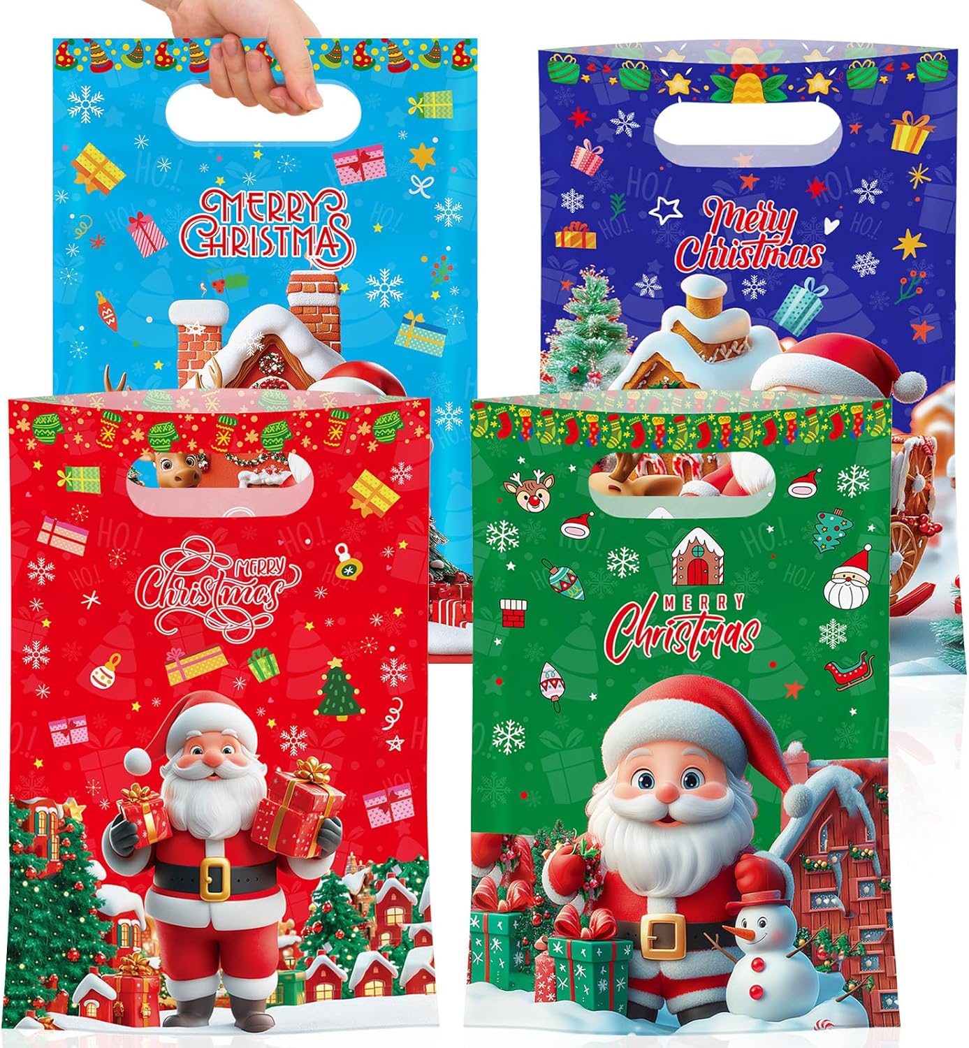 50 Pcs Merry Christmas Gift Bags with Handles-Cute...