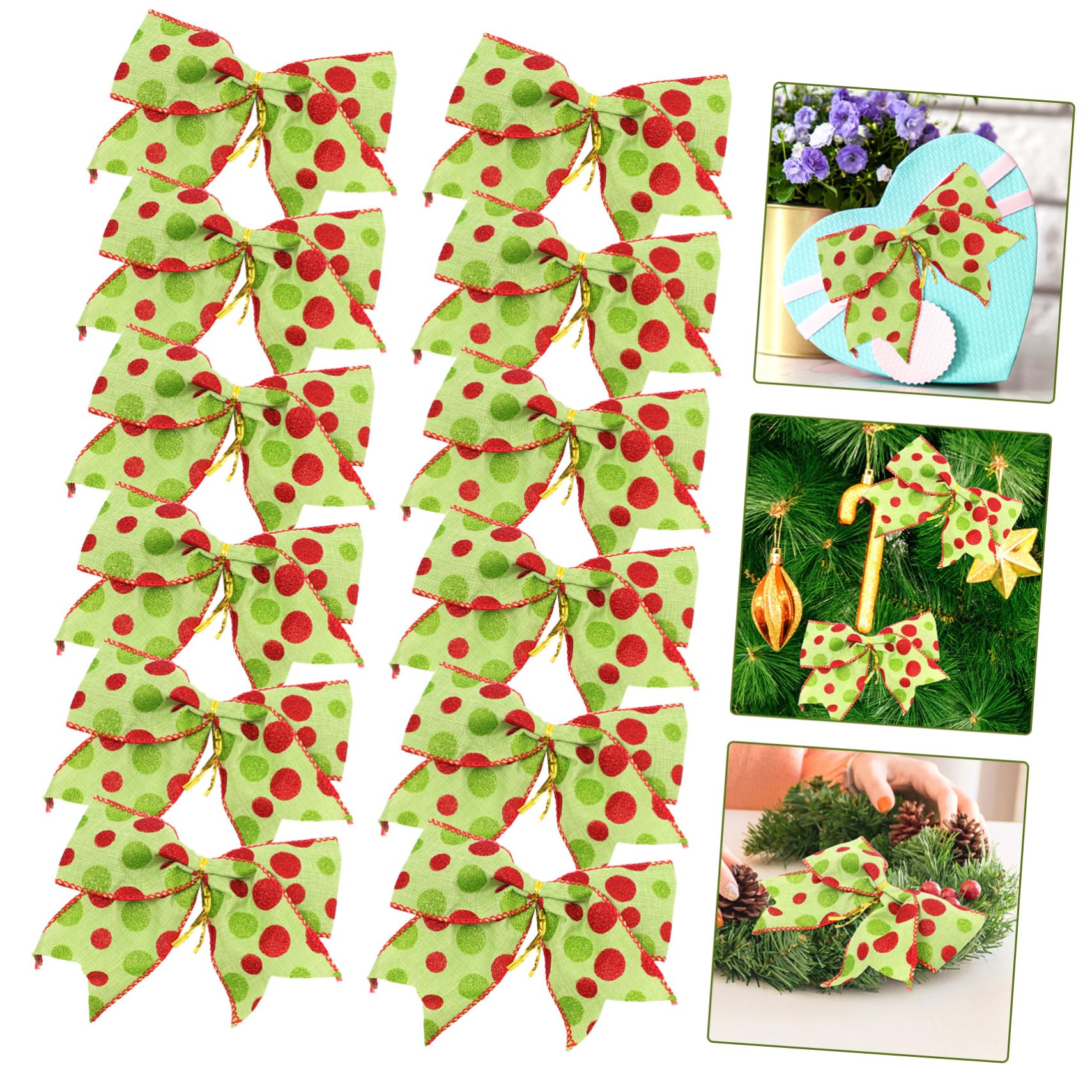 Cabilock Decoraciones De Navideños Adornos para Árbol De Navidad Y Guirnaldas Bows DIY para Decorar Fiesta De Navidad 12 Piezas X 4