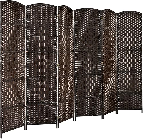 Giantex Divisor de habitación de 6 paneles de 6 pies de alto, panel divisor de madera independiente con fibra de papel tejida hecha a mano, disponible en Yaxa Peru