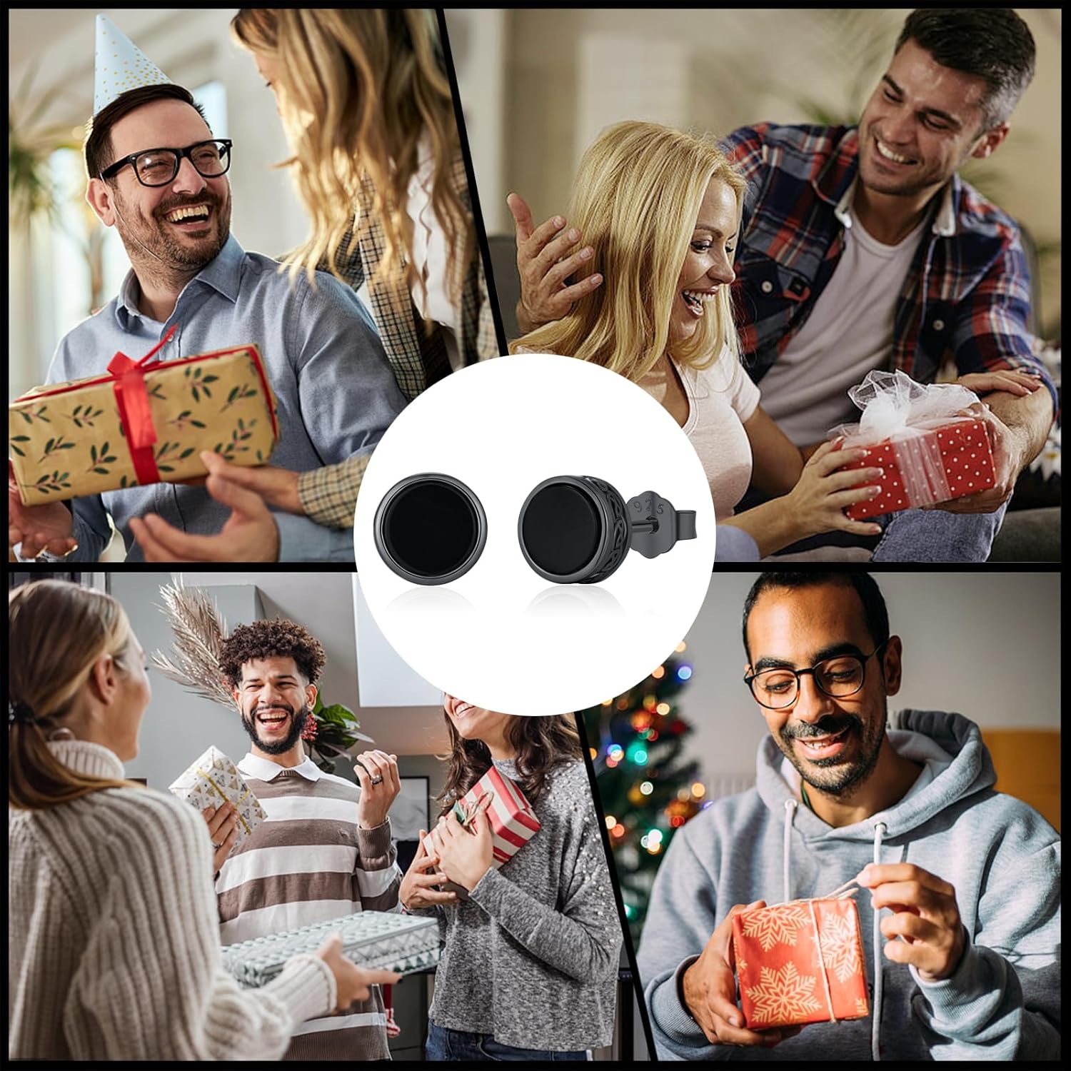 Black Onyx Earrings 925 Sterling Silver Celtic Viking Earrings Zircon Stud Earrings Hypoallergenic Punk Gothic Jewelry Gifts for Women Men - Image 7