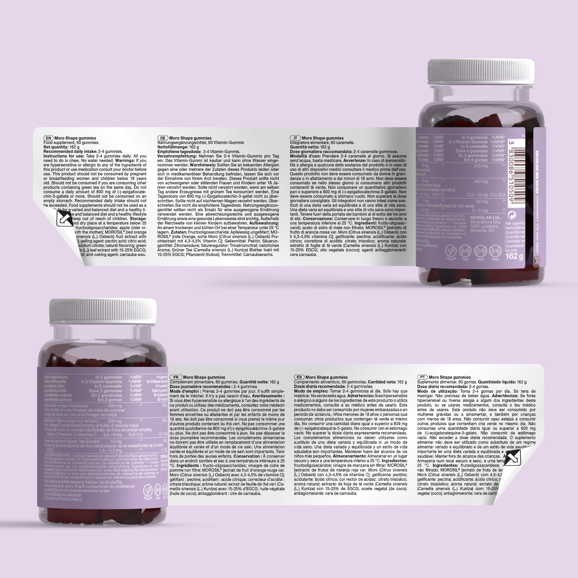 TummyTox Moro Shape - Gummies Vinaigre de Pomme, 60 Gummies | Morosil, Vitamine C et Extrait de Thé Vert, Goût Orange, Gummies Naturelles