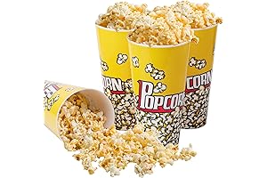 KORCCI Plastic Popcorn Buckets 4-Pack: Movie Night Must-Have!