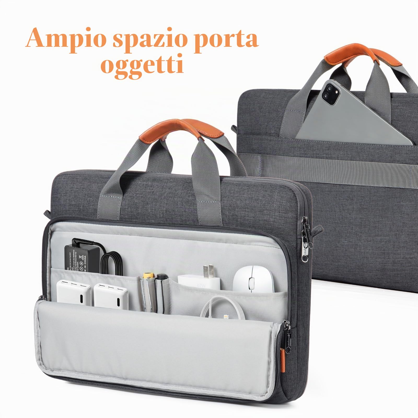 bagasin Borsa a Tracolla per PC, Borsa Messenger per Porta Laptop 14 Pollici, Custodia per PC Computer Portatile, Valigetta Tessuto Idrorepellente, Imbottita e Leggera