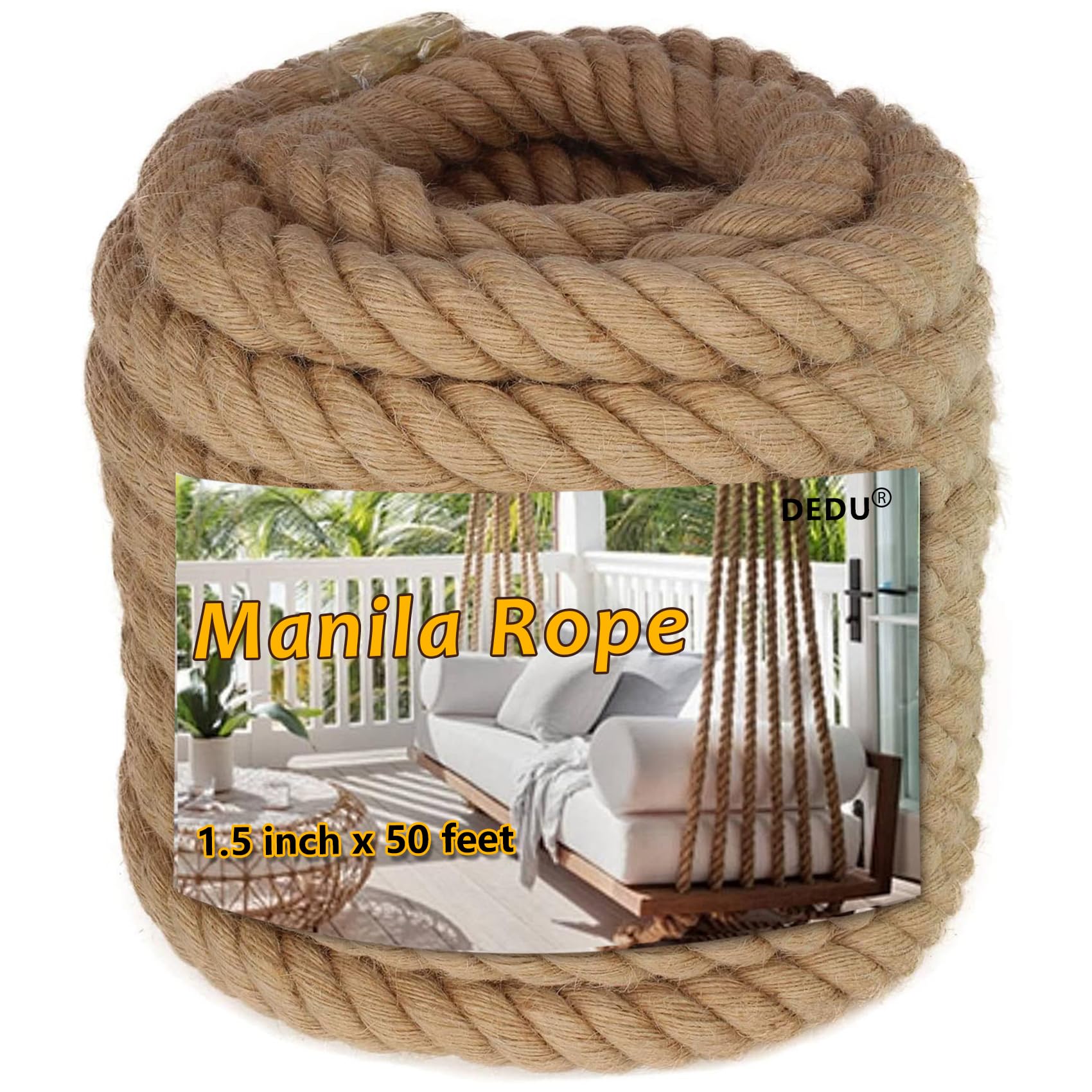 Photo 1 of 1.5" X 50' Treated Manila Rope Boat Docks Tree Farm Dock Deck