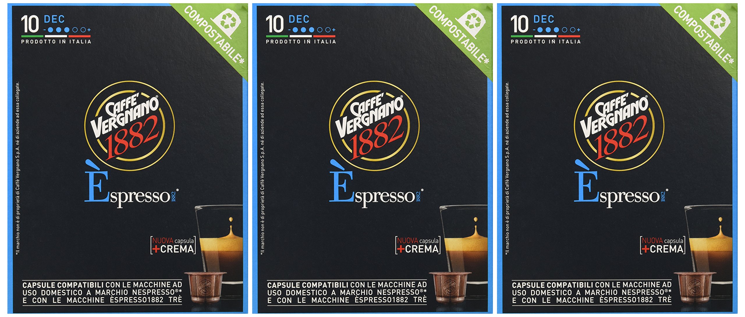 Caffè Vergnano 1882 Èspresso Capsule Caffè Compatibili Nespresso, Decaffeinato - 12 confezioni da 10 capsule (totale 120)