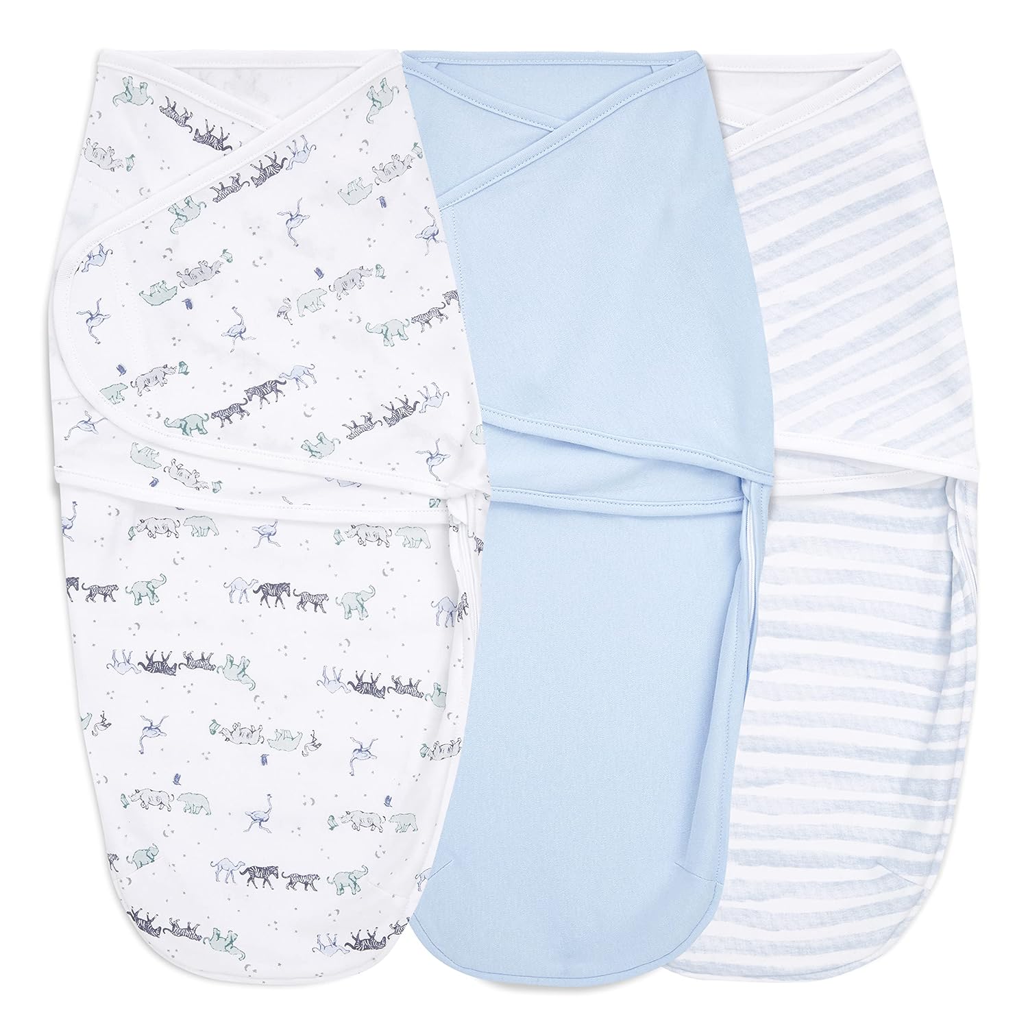 aden + anais Essentials Easy Wrap Swaddle, Cotton Knit Baby Wrap, Newborn Wearable Swaddle Sleep Sack, 3 Pack, Rising Star, 0-3 Months