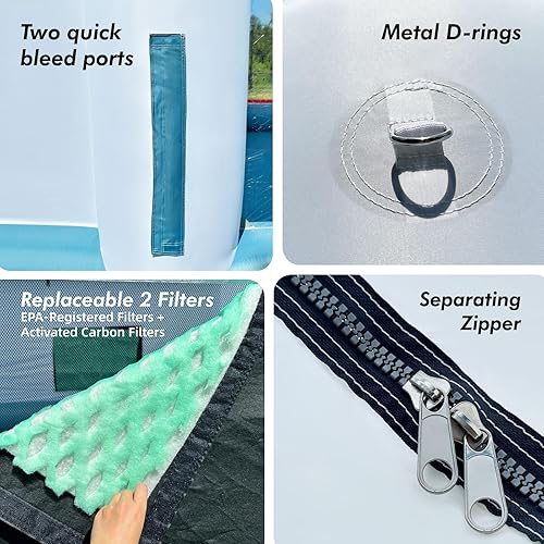 Miniatura 7 de GORILLASPRO 2024 Upgrade Inflatable Paint Booth 14x9x8FT with370W+480W Blowers Portable Inflatable Spray Booth Upgrade Air Filter System Environment