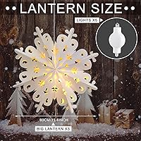 Vista 2 de Mudder 3 linternas de copo de nieve de papel de Navidad con 5 luces LED de 23.6 pulgadas, lámparas colgantes blancas 3D de copo de nieve