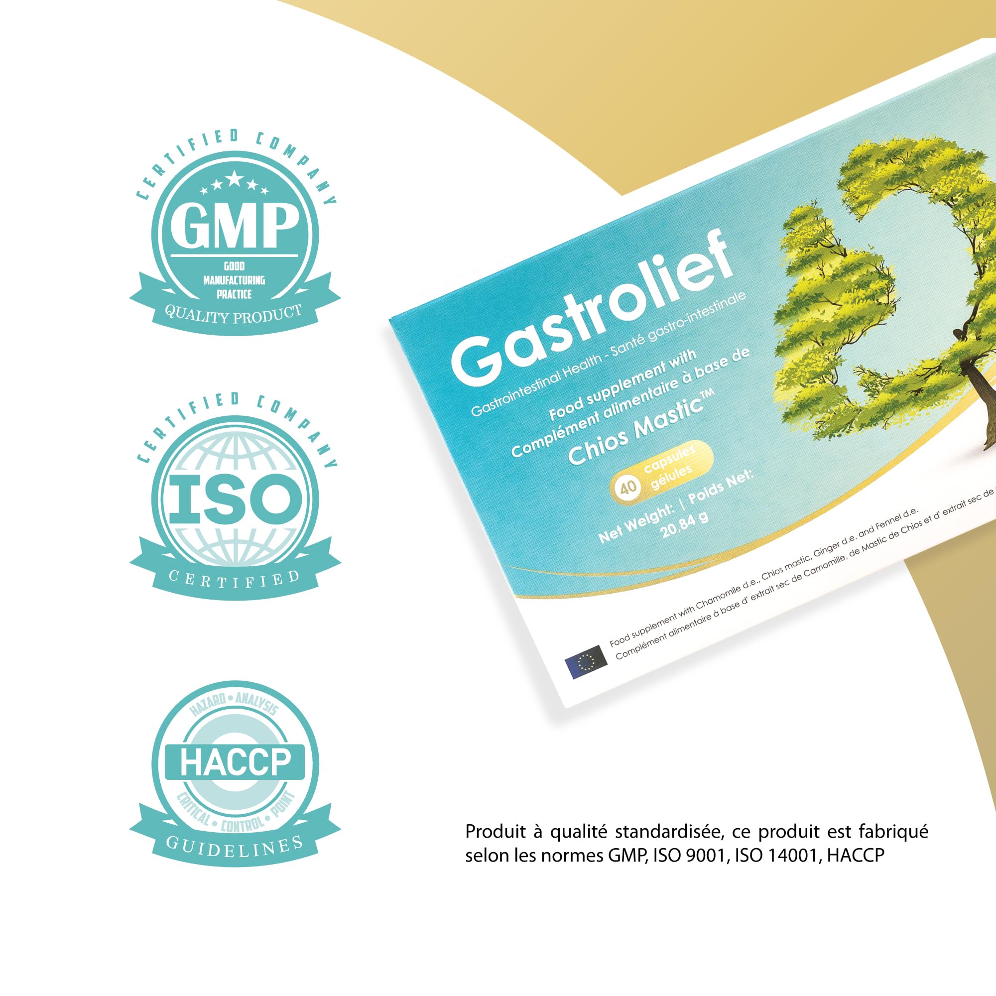 Gastrolief – Confort Digestif Quotidien | Mastic de Chios Pur, Camomille, Gingembre & Fenouil | Sans Gluten, Sans Lactose, Vegan | 30 Gélules | – Clean Label