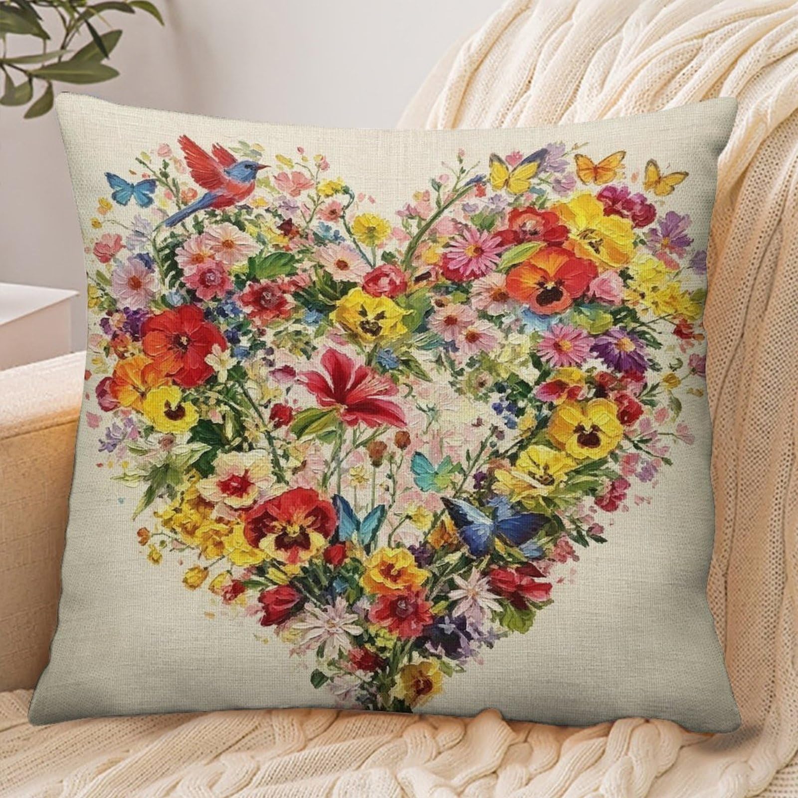 Fekiloot Style Flowers Butterflies Pillowcase Pillow Sham Pillow Case