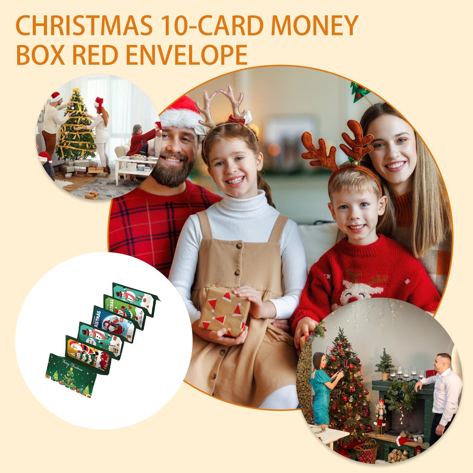 Porte-Billets Surprise de Noël,10 Fentes pour Cartes et Chèques Enveloppe Cadeaux de Fête - Porte-Cartes De Noël,Pour Amis Hommes Femmes Garçons Filles Adolescents Père
