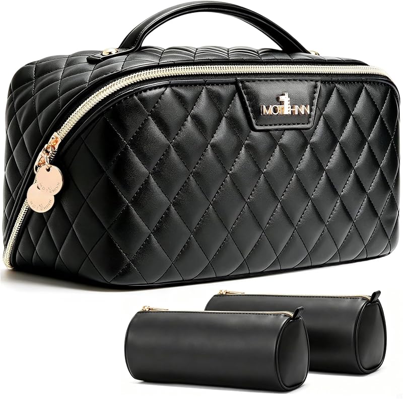 MOT HINN Necessaire de maquiagem acolchoada com 3 peças, preta 01 Black