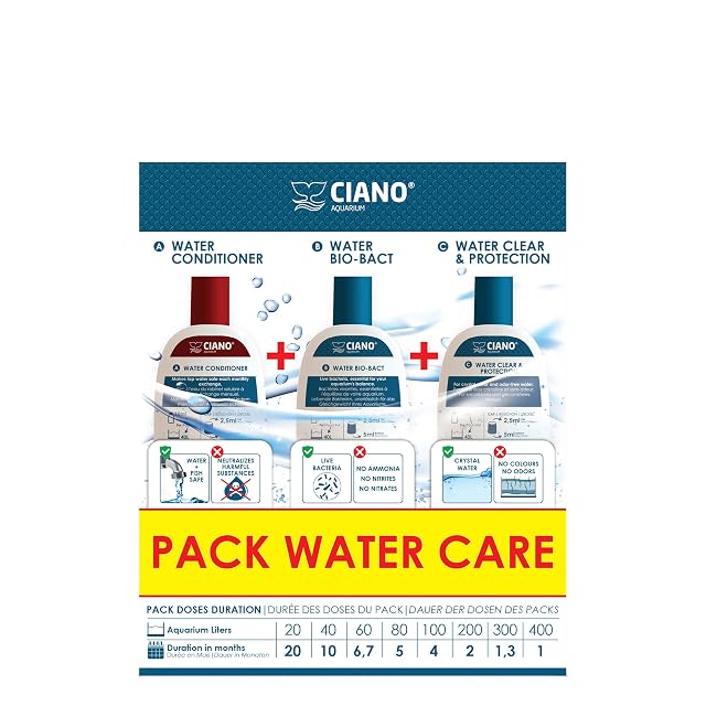 Foto 2 de 8 de CIANO, Pack Water Care - Mantenimiento Acuario - 3 Botellas - Acondicionador, Agua del Grifo Segura