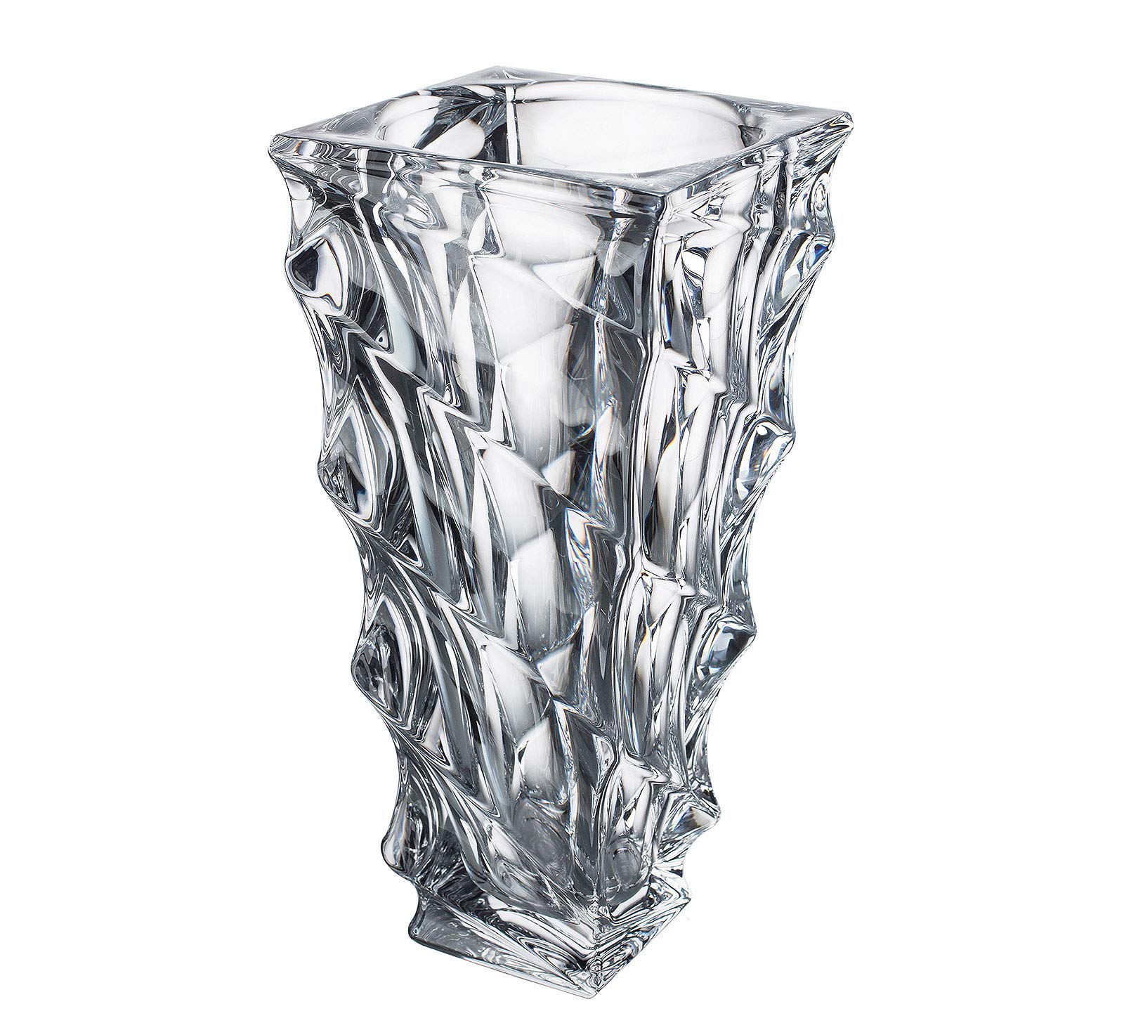 CzechBohemian Crystal Glass Vase 12''-Height Clear Elegant Centerpiece Flower Vase ''Casablanca'' Vintage European Design Home Decor Wedding Birthday Housewarming Anniversary