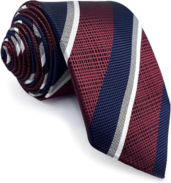 S&W SHLAX&WING Striped Mens Tie Neckties for Men Stripes Elegant Satin Woven XL