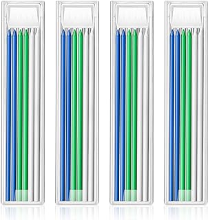Hiboom 2.8 mm Pencil Refills for Carpenter Marking Pencils Replace for Pica 4040, 4 Pack 24 Pieces Solid Deep Hole Mechanical Construction Pencil Woodworking Scriber Marking, White Blue Green