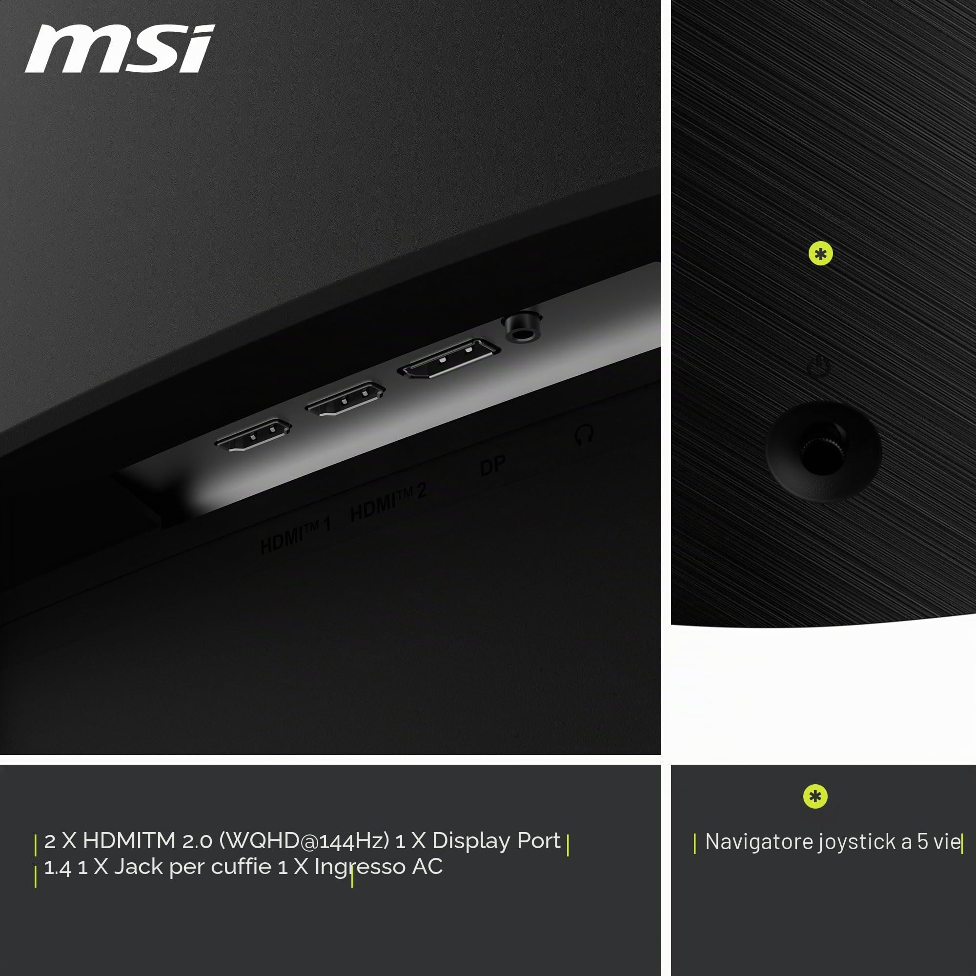 "Monitor da gioco curvo - MSI - 32"" - QHD - 180Hz - Pannello Rapid VA - 1 ms - MAG32CQ6F"