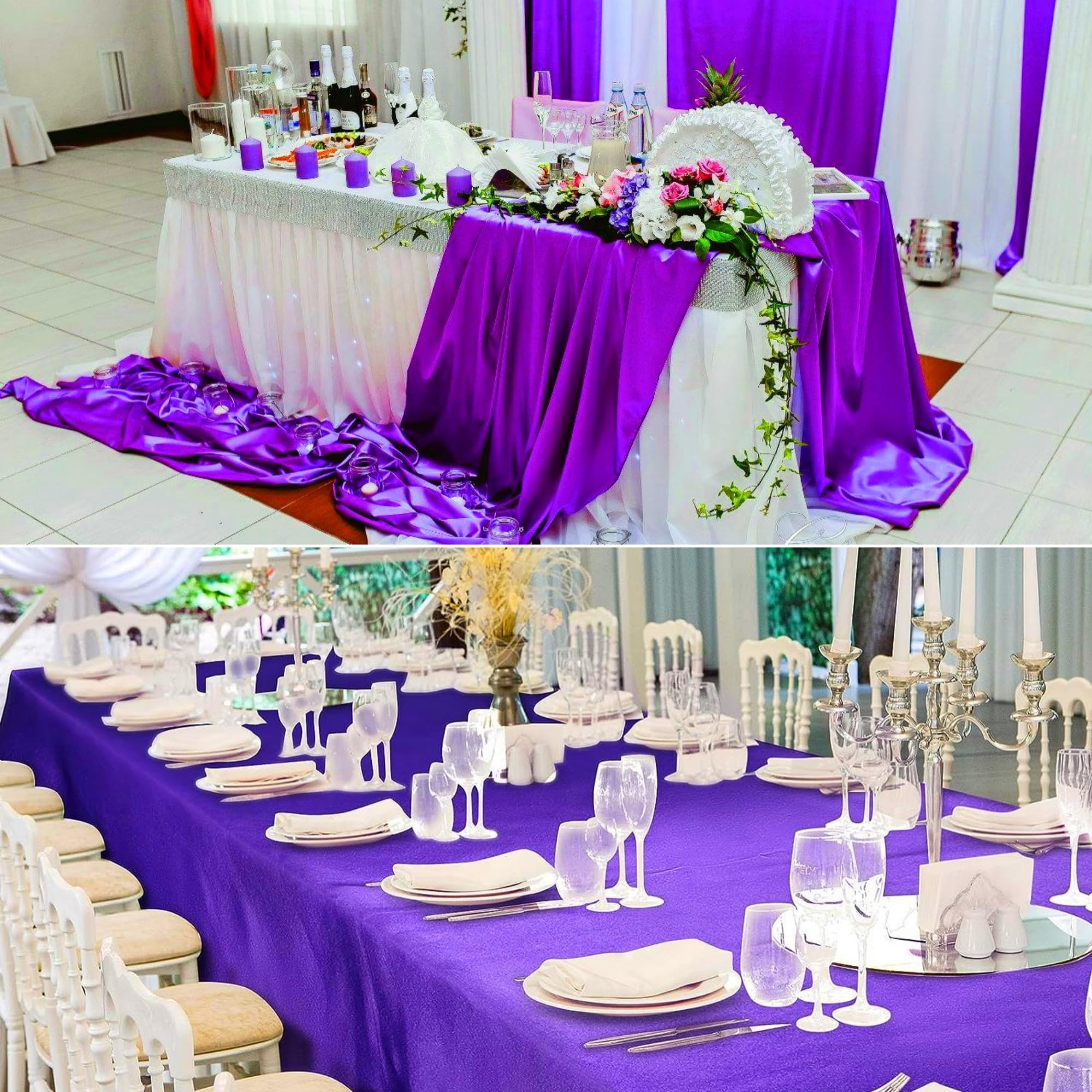 Paquete de 12 manteles rectangulares de satén para bodas, manteles rectangulares de seda brillante, tela suave, para bodas, banquetes, fiestas, eventos, decoración de mesa de celebración de cumpleaños