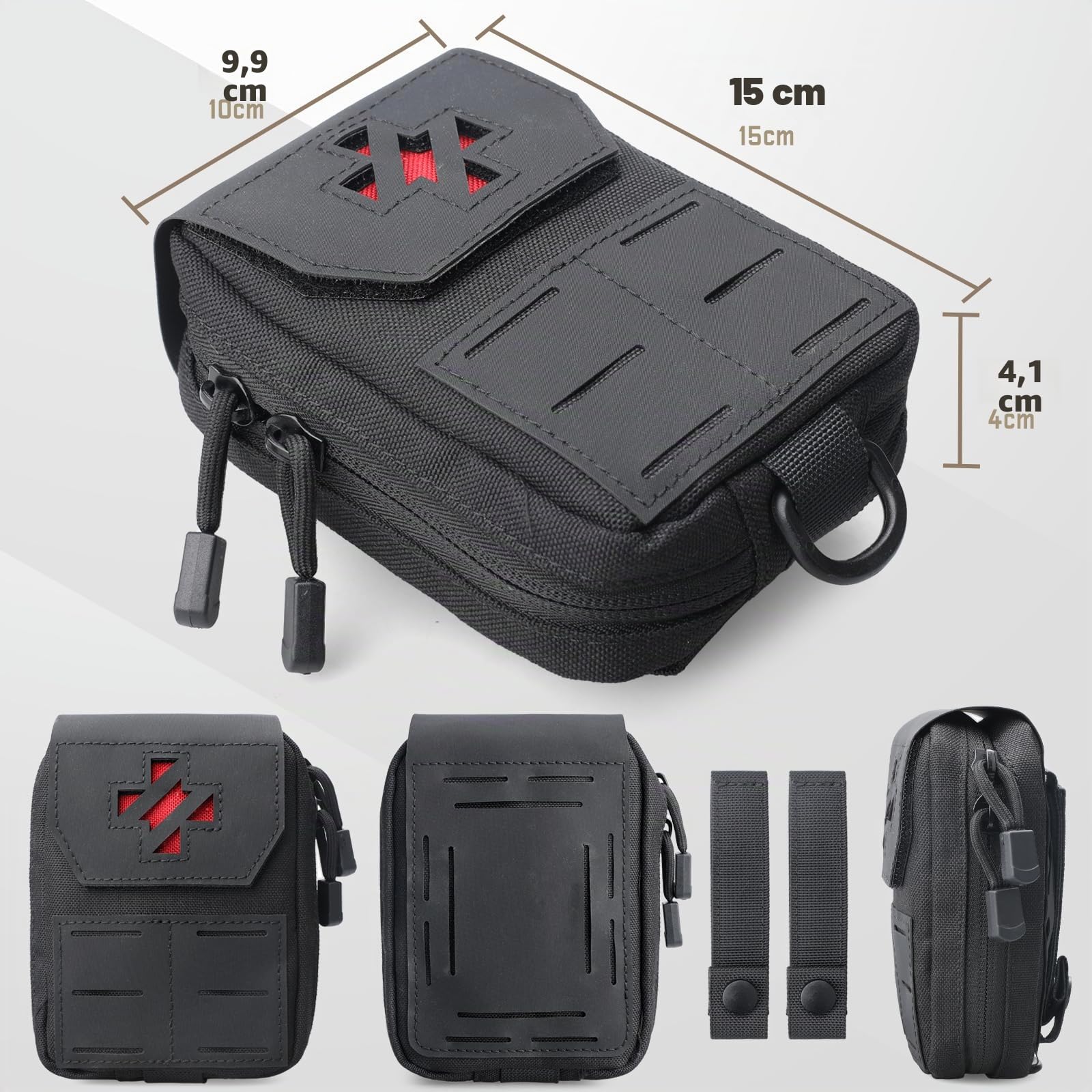 WYNEX Molle IFAK - Bolsa de primeros auxilios, bolsa táctica para trauma médico, bolsa de cinturón MED EMT, pequeña bolsa de supervivencia portátil de emergencia con cruz de identificación inmediata