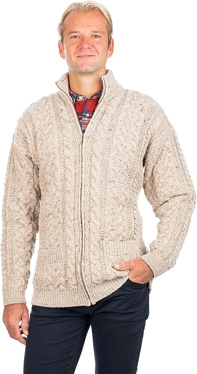 Mens cable knit zip up sweater Clearance