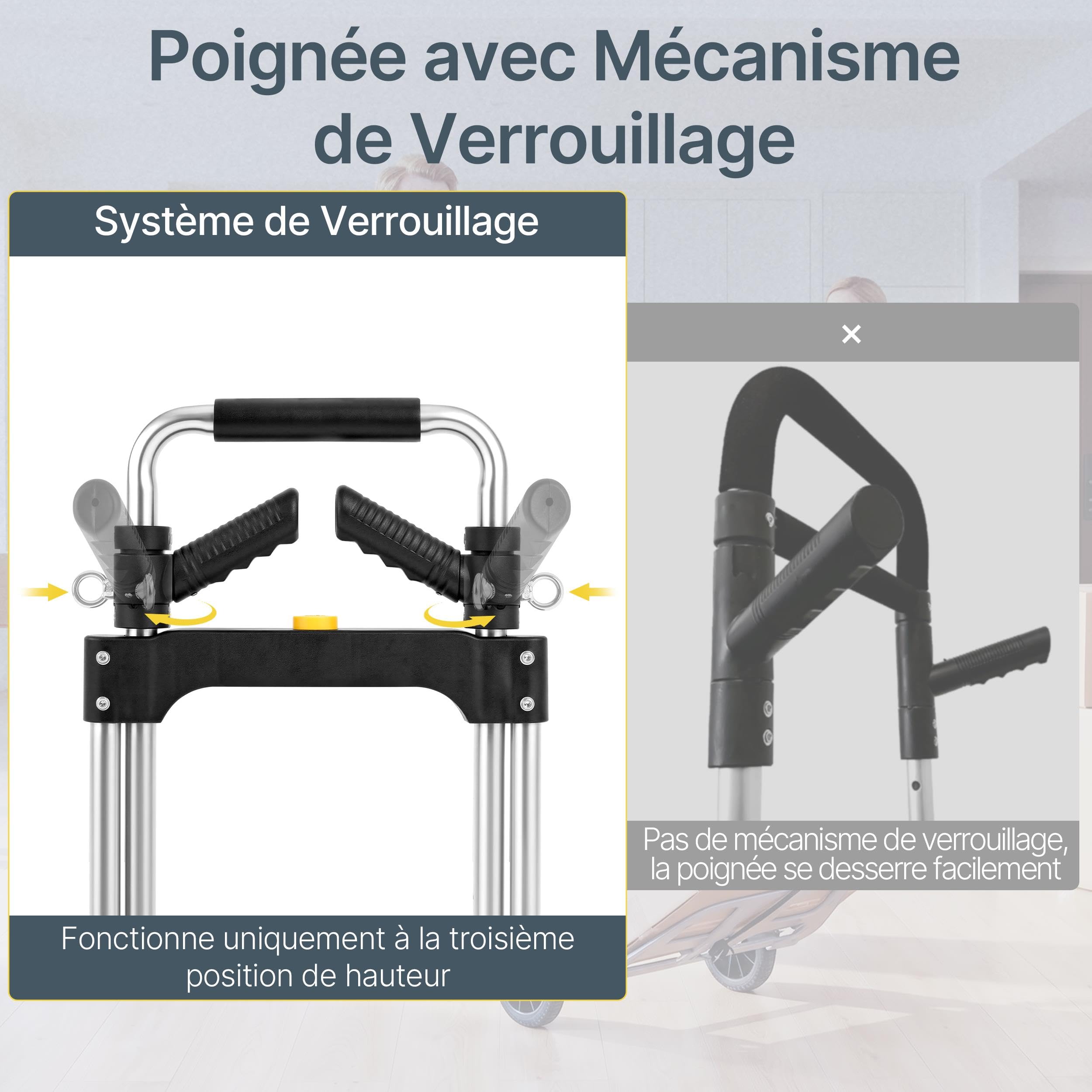 Yaheetech Diable Pliable Capacité 150 kg, Chariot de Transport Pliant en Aluminium, Poignée Télescopique 88-115 cm, Léger et Robuste avec Bandes Élastiques, pour Déménagement, Achats