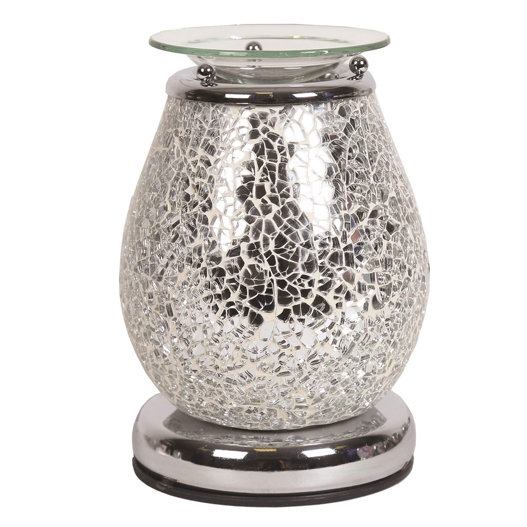 Astin of London - Aroma Accessories Electric Wax Burner Melt Warmer Lamp with Touch Control - Silver Crackle - 17cm