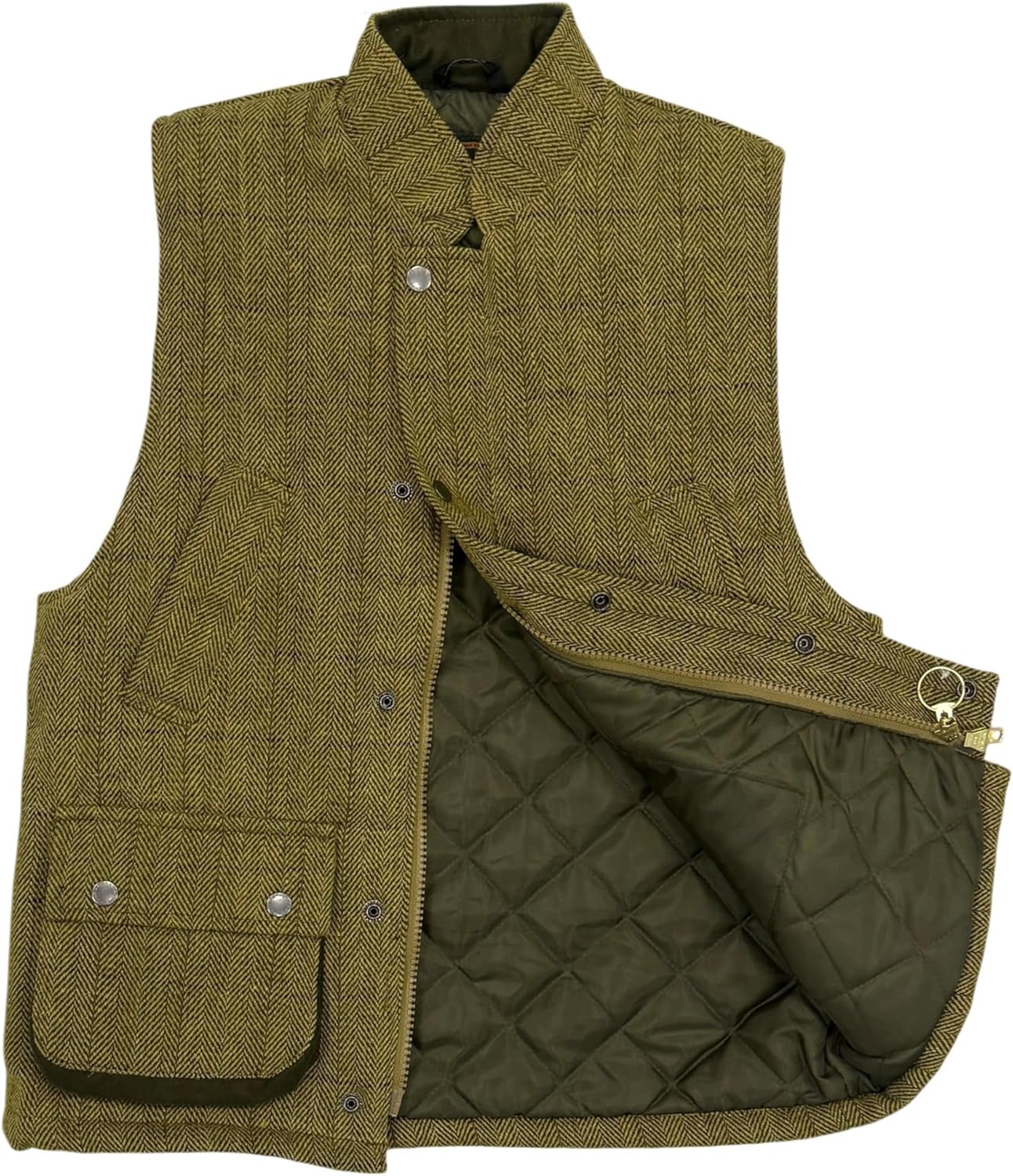 Green Belt Men's Derby Tweed Hunting Shooting Waistcoat Bodywarmer Gilet X-Large Green