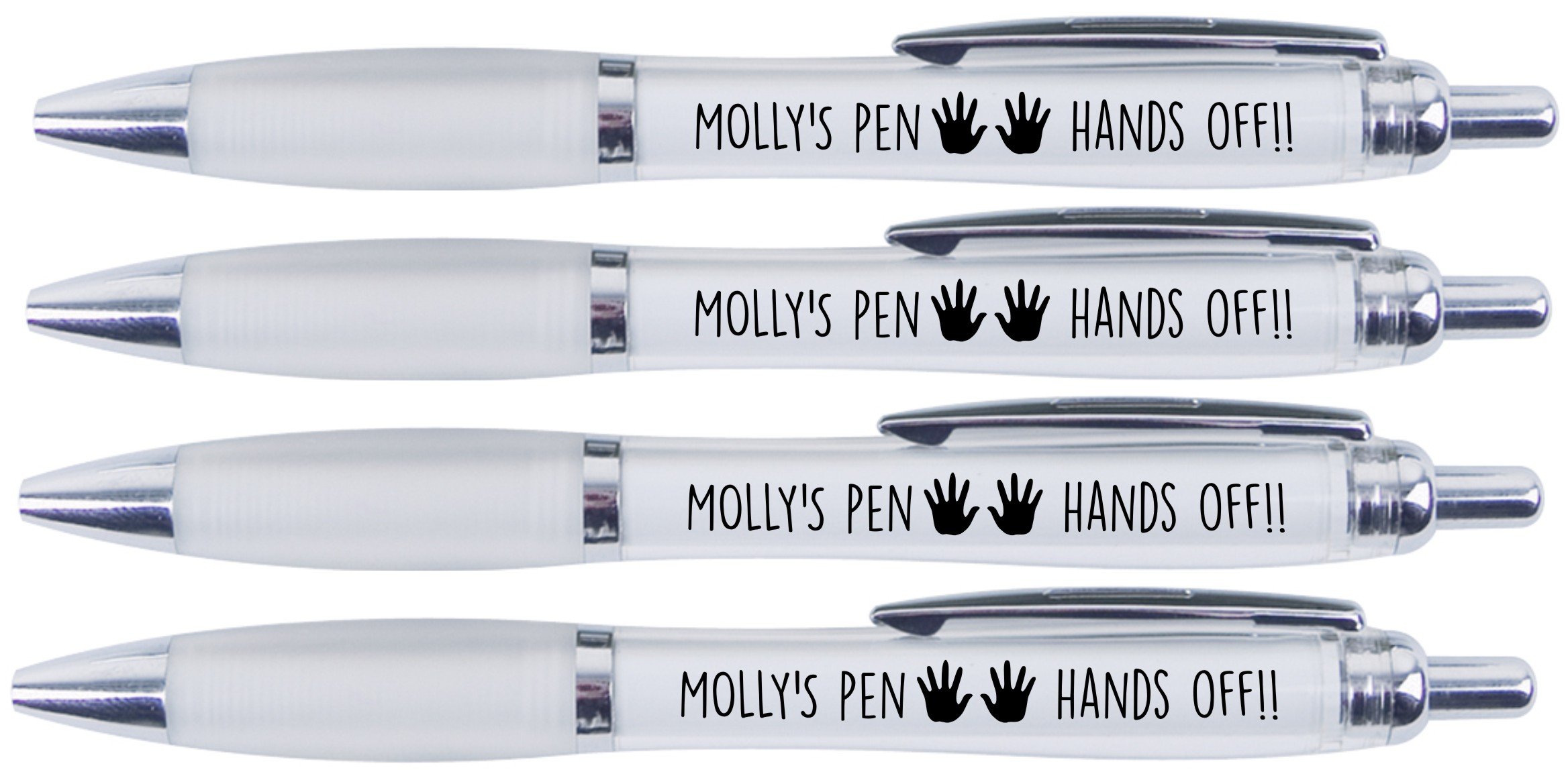 MOLLY'S Pen Hands Off!!, 4 Printed PENS for Molly