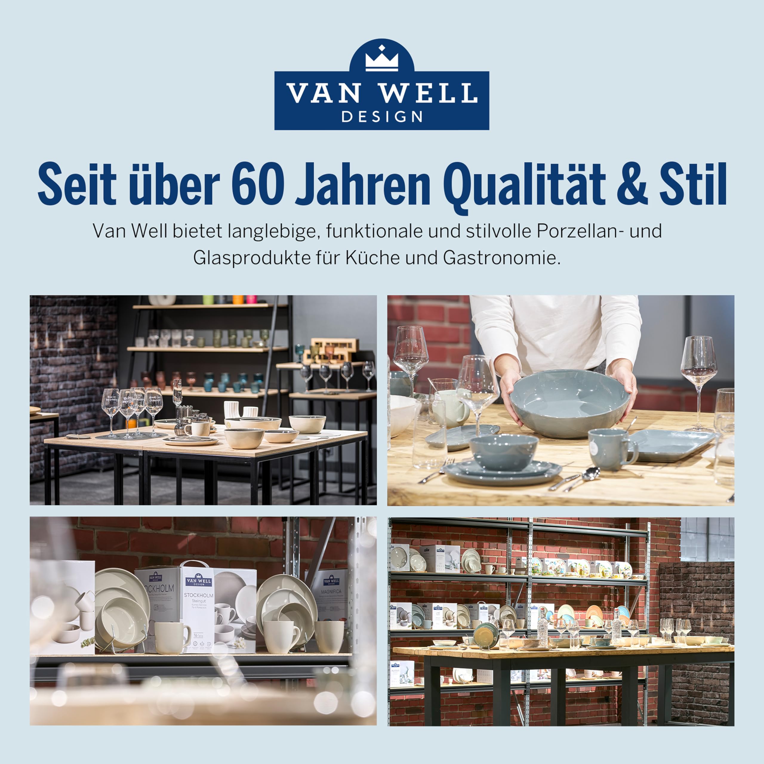 Van Well Lilli Porzellan Geschirrset 36-teilig – Modernes, eckiges Kaffee Geschirr Set in Weiß – Kombiservice für 12 Personen – Tafelservice & Geschirr für Gäste – Mikrowellen- & Spülmaschinengeeignet