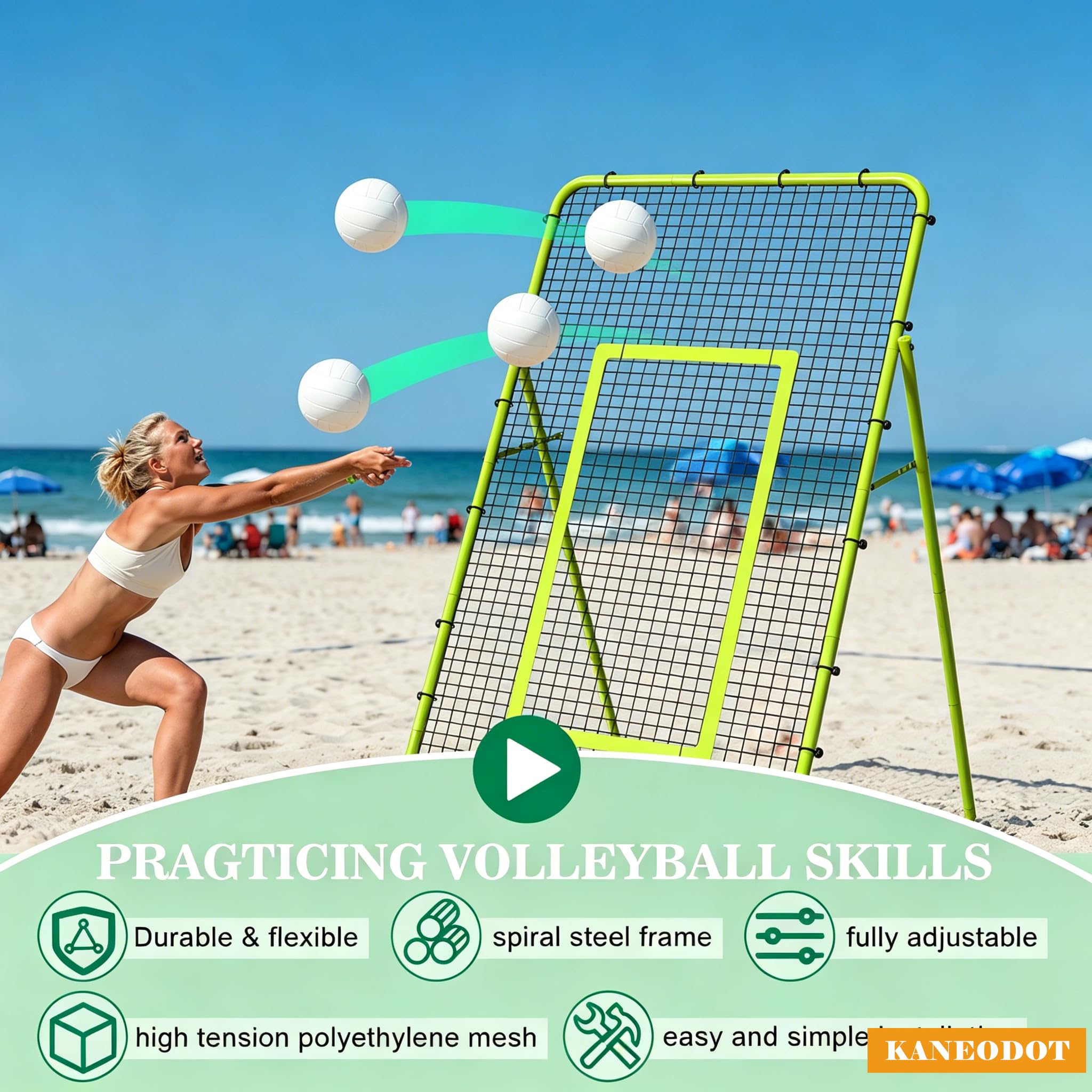 Rete di rimbalzo per pallavolo, 2,2 x 1,2 m, con bersaglio, strumento di allenamento ad angolo regolabile e cappello da allenamento per lacrosse, baseball, esercizi sportivi interni ed esterni