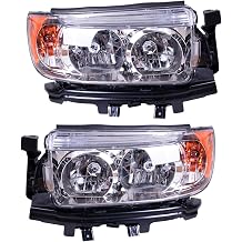 BestParts Headlight Assembly Chrome Housing Halogen Pair Headlight Lamp Compatible with Subaru Forester SG,SG9 2006-2008 Left Driver Right Passenger Side Replace 84001SA461,84001SA471 W/bulbs