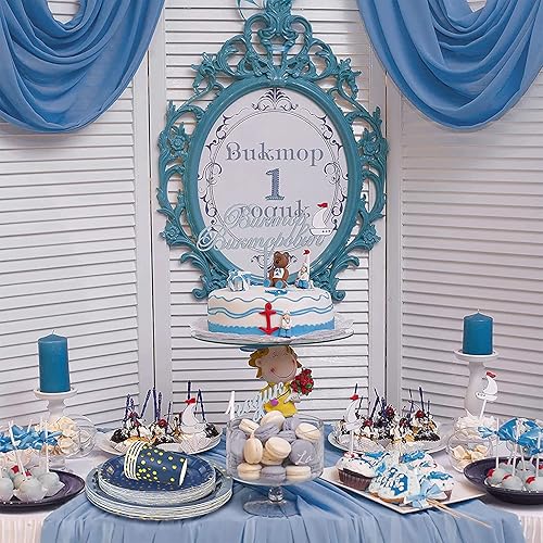 Miniatura 4 de Juego de cubiertos desechables de 160 piezas para 20 invitados, color azul y dorado, incluye plato de cena, plato de ensalada, servilleta, taza,