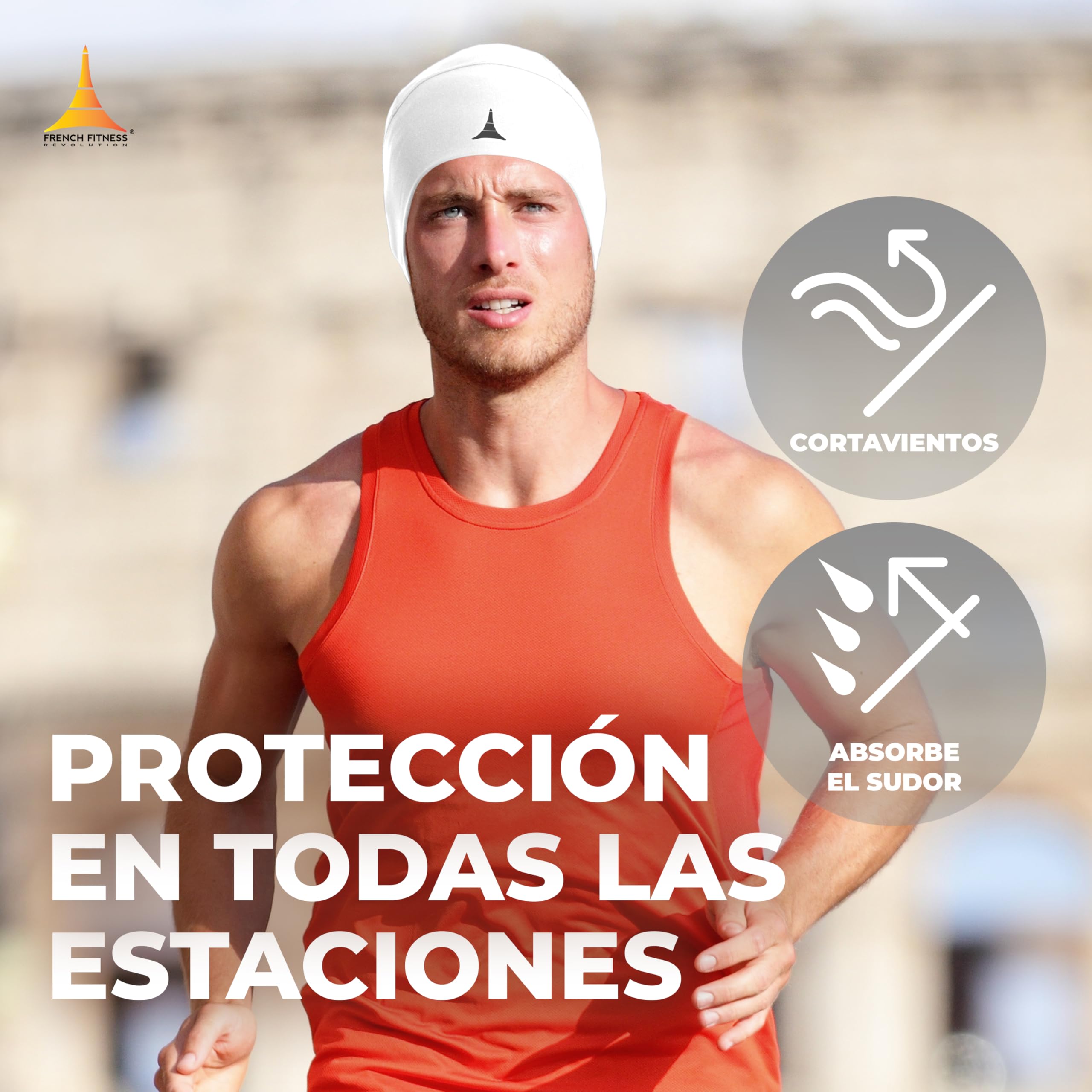 French Fitness Revolution - Gorro para Correr, Forro de Casco para el Running - Retención Térmica Óptima y Absorción de la Humedad - Ideal para Llevar Debajo del Casco