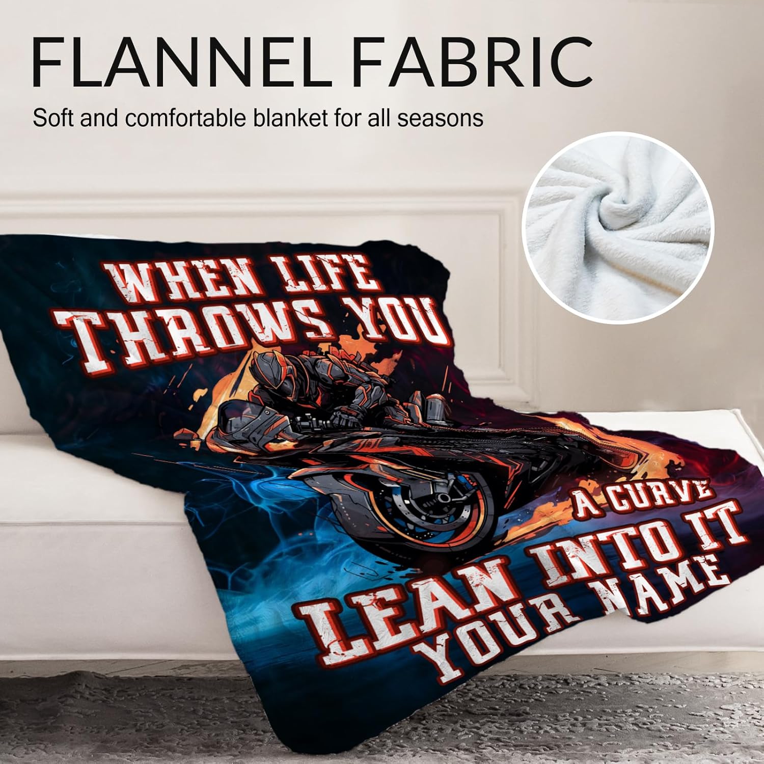 Custom Motorcycle Gifts for Teens - 50x60 Inches Cool Motorcycle Throw Blanket with Name - Warm Furry Plush Blankets for Couch, Sofa