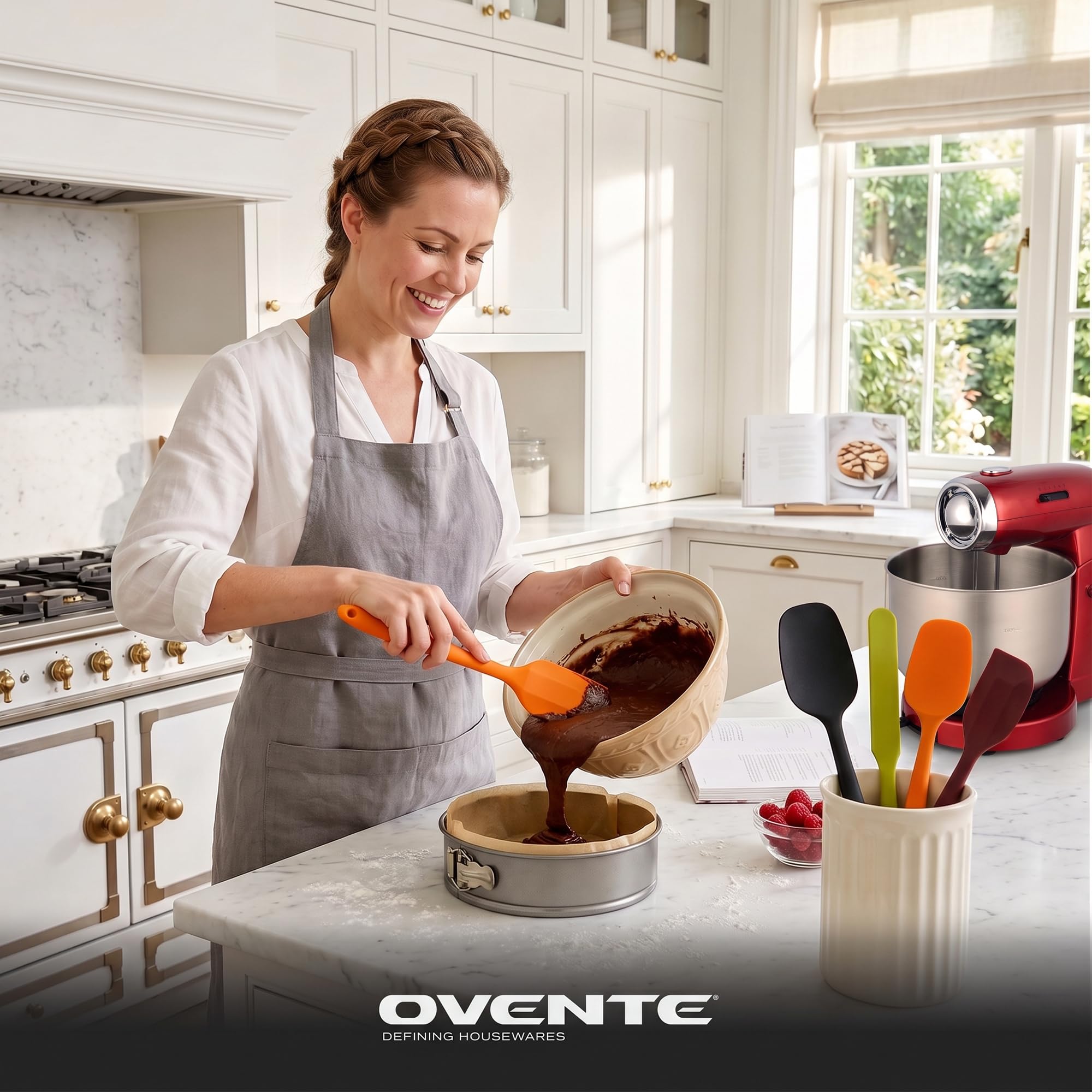 Ovente sin BPA Premium espátulas de silicona con núcleo de acero inoxidable, 500 °F resistente al calor, antiadherente, lavavajillas, diseño ergonómico, multicolor
