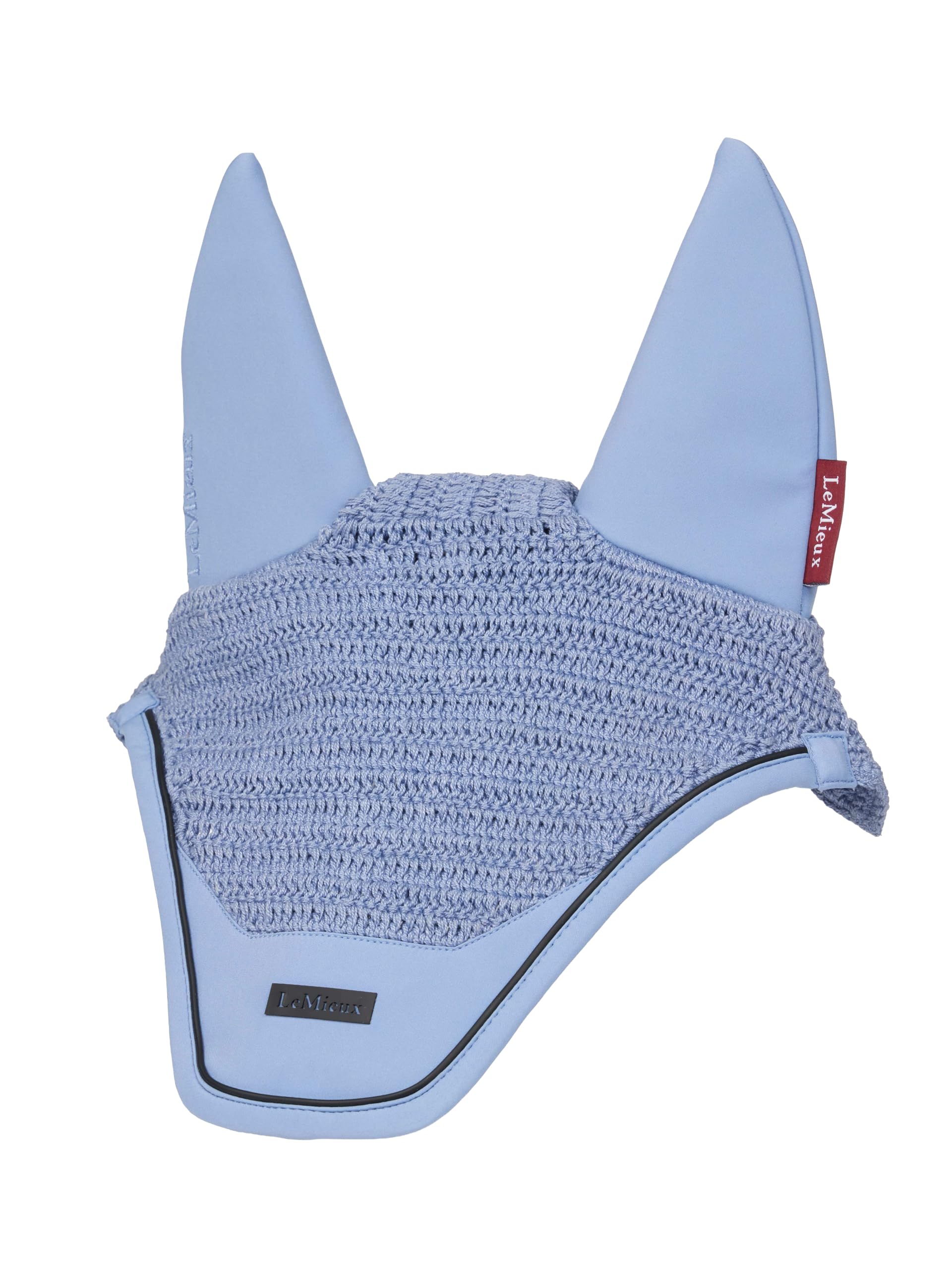 LeMieux Essence Akustik-Fliegenhaube - Puderblau - XL | Equestrian Horse Riding Fly Hood - Sitzt unter Zaumzeug Kopfbedeckung - Vervollständigen Sie Ihr Matchy Matchy Set